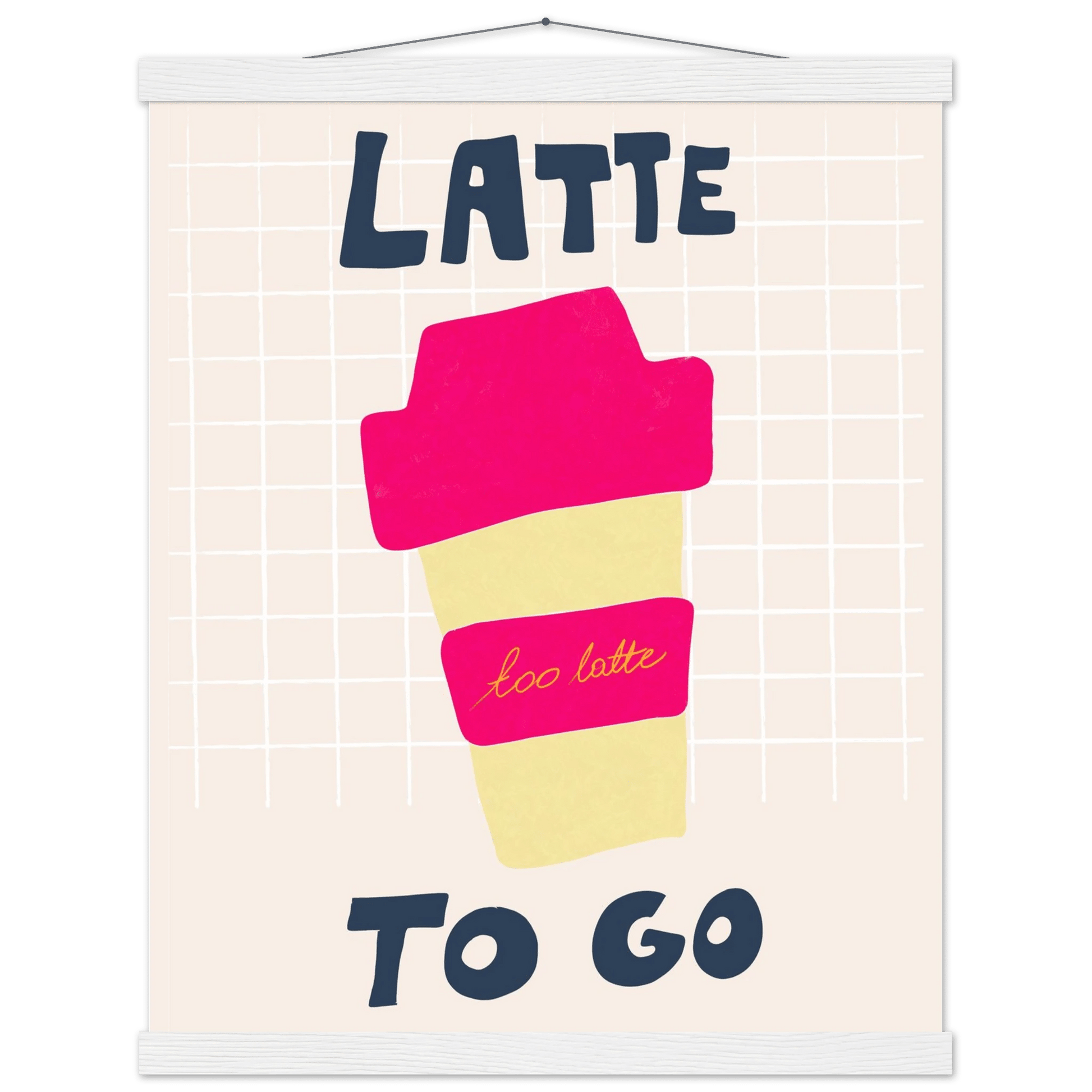 Latte To Go Poster – Playful Coffee Kitchen Wall Art Print (Digital & Printed Options) - Evergreen Posters