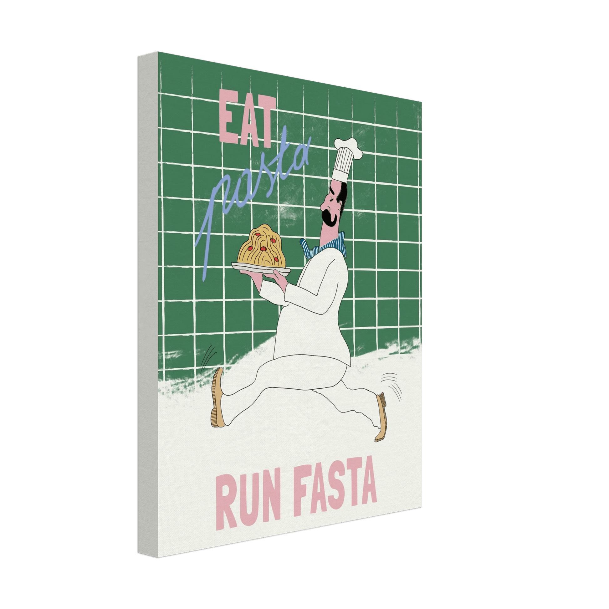 Eat Pasta Run Fasta Poster – Playful Kitchen Wall Art Print (Green Edition) - Evergreen Posters