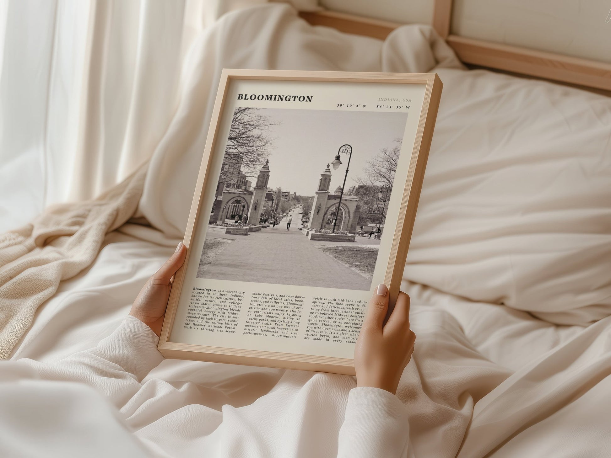 Bloomington Indiana Black and White Vintage Poster - Evergreen Posters