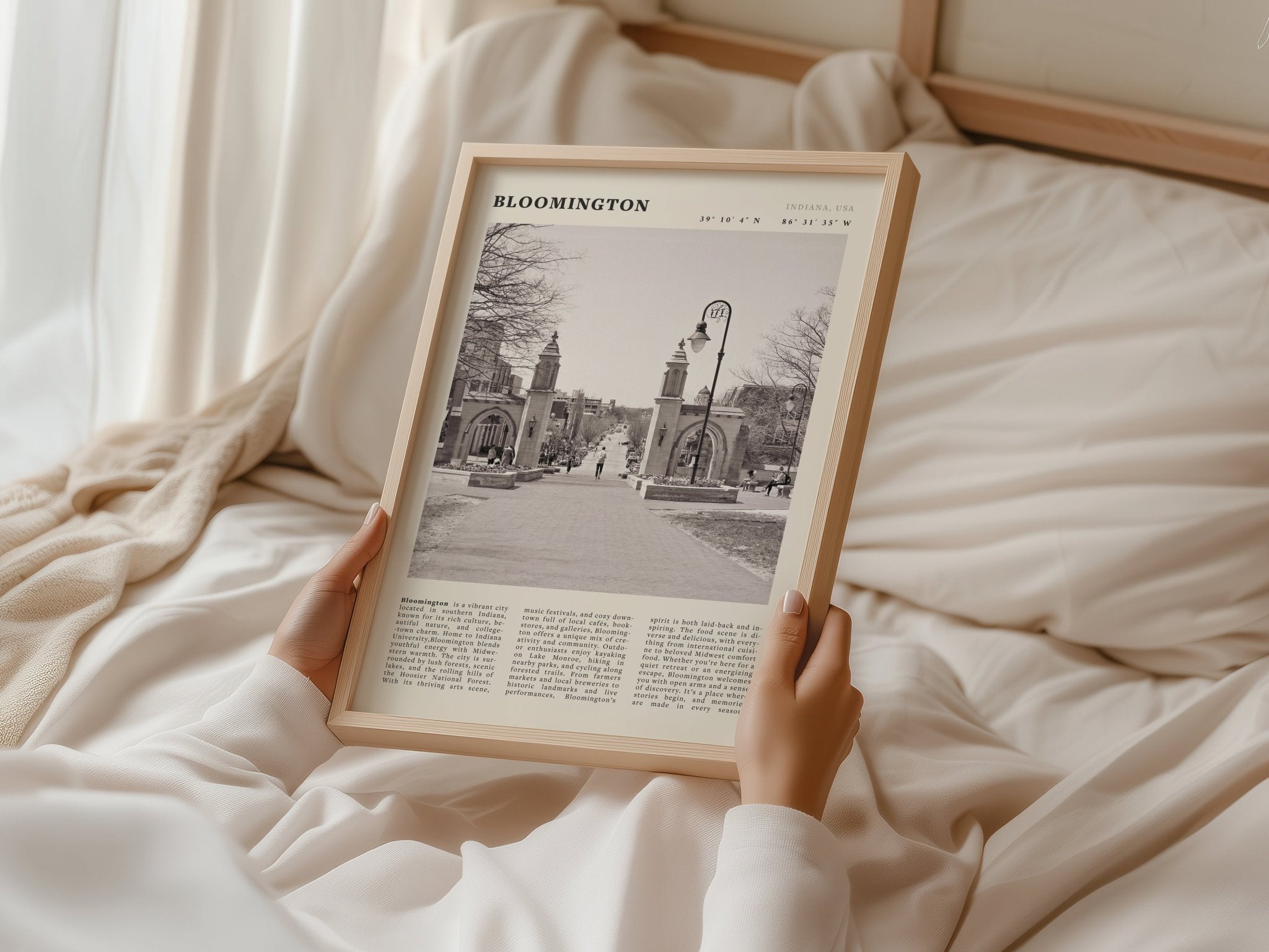 Bloomington Indiana Black and White Vintage Poster - Evergreen Posters