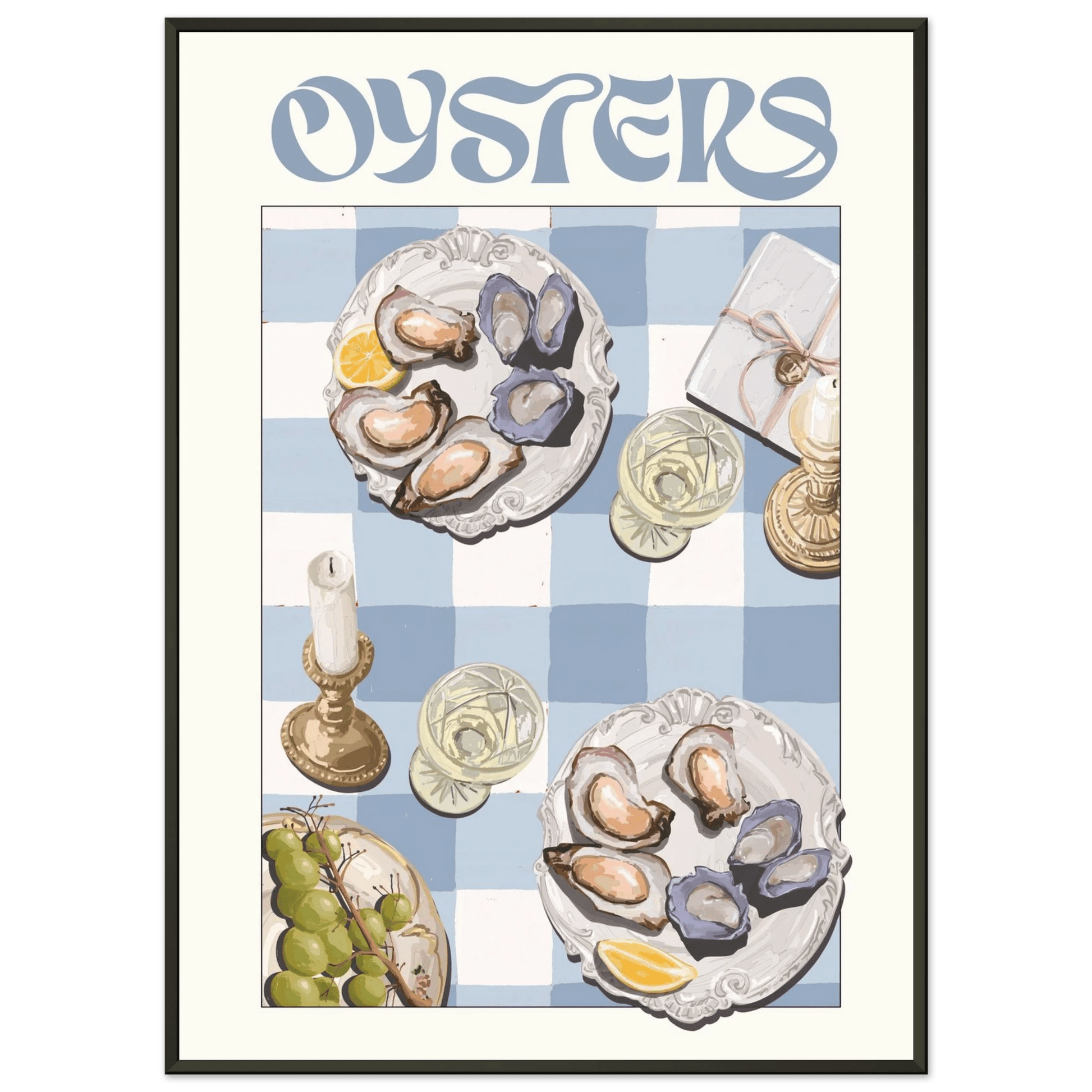 Oysters Poster – Playful Seafood Kitchen Wall Art Print (Digital & Printed Options) - Evergreen Posters