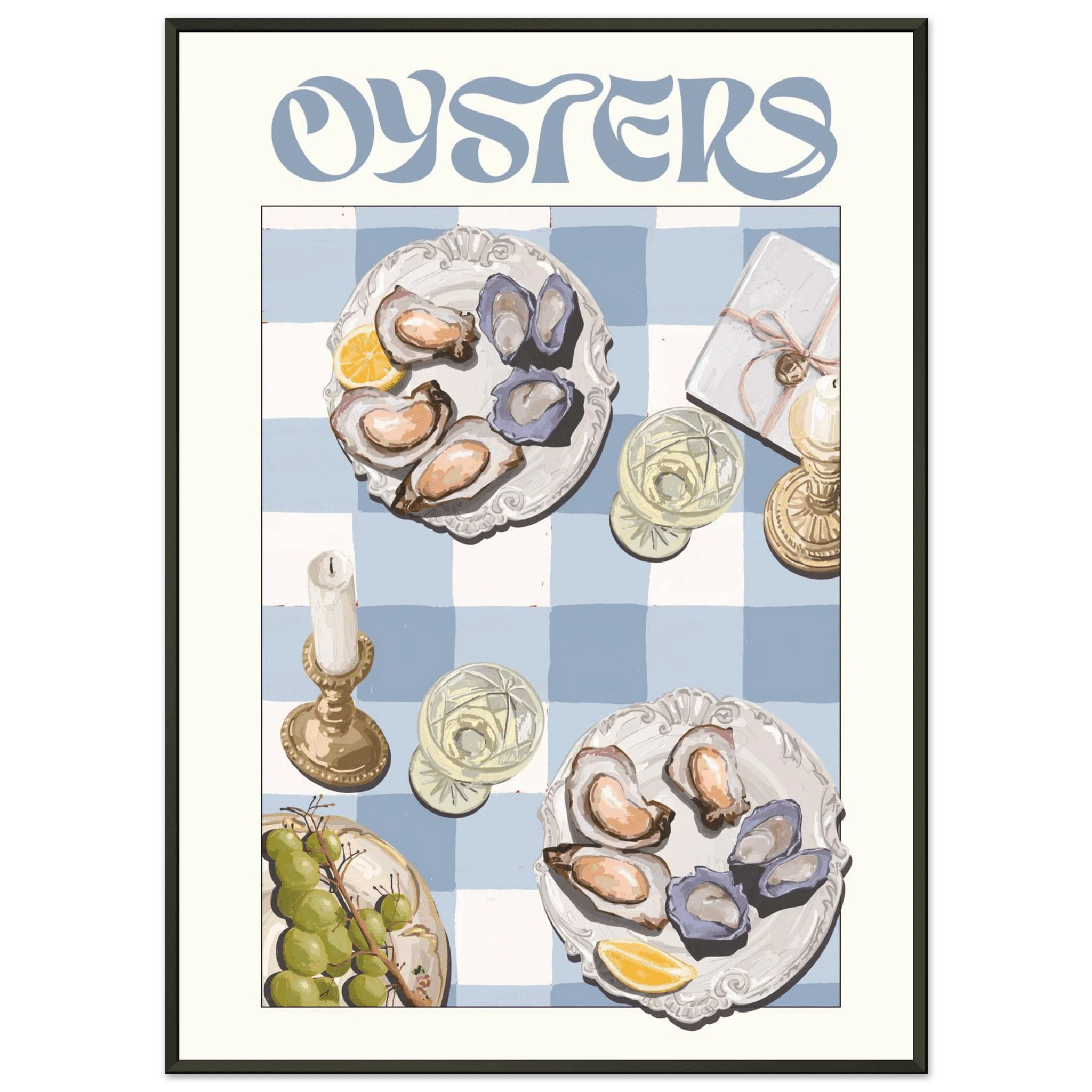 Oysters Poster – Playful Seafood Kitchen Wall Art Print (Digital & Printed Options) - Evergreen Posters