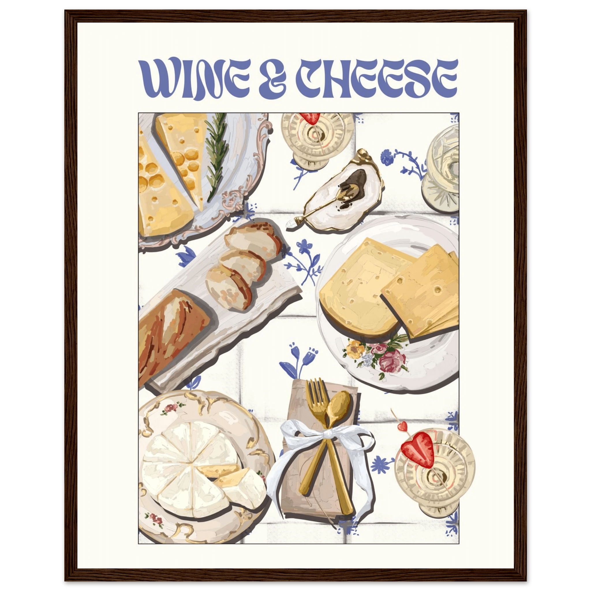 Wine & Cheese Poster – Elegant Kitchen & Dining Wall Art Print (Digital & Printed Options) - Evergreen Posters
