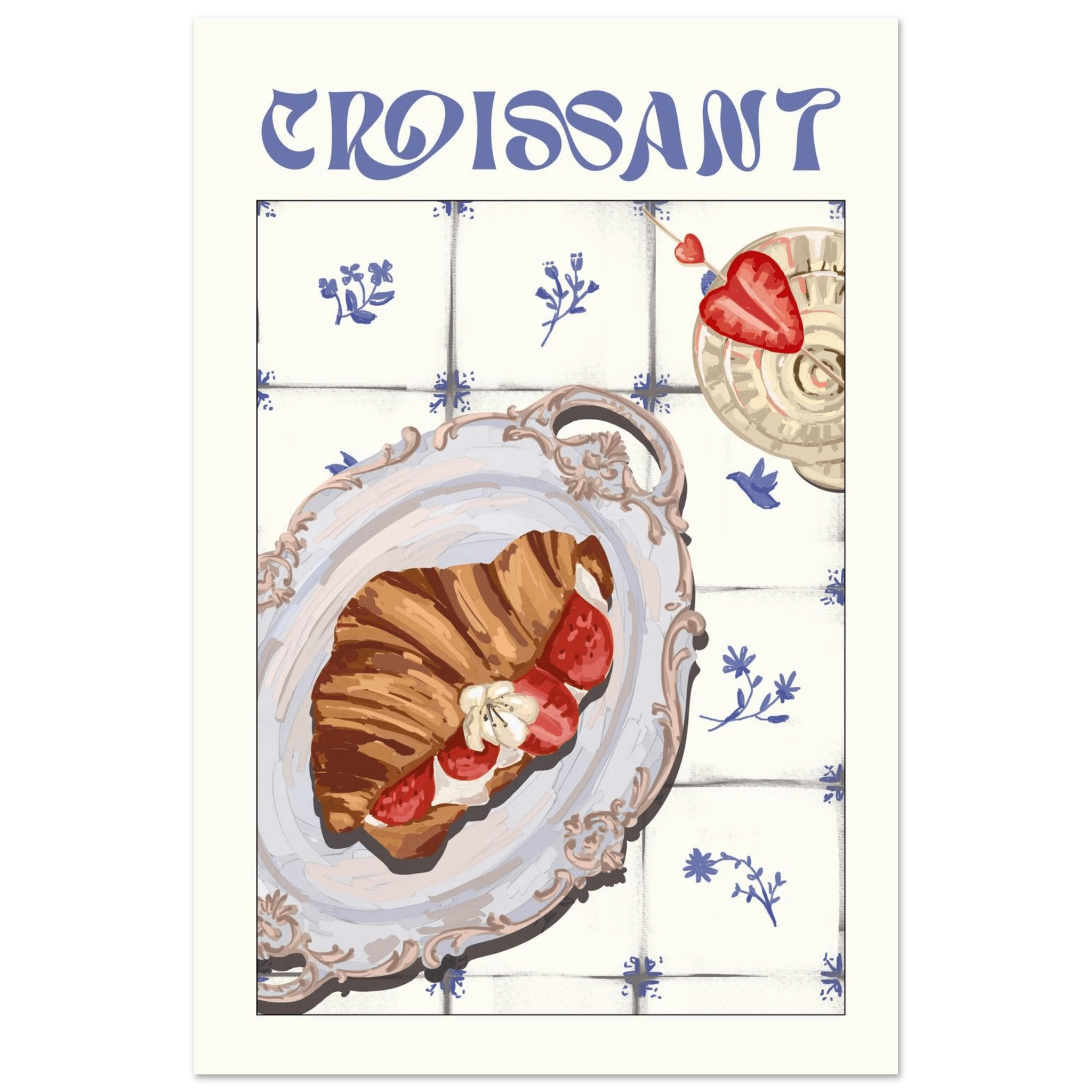 Croissant Poster – Charming French Breakfast Kitchen Wall Art Print (Digital & Printed Options) - Evergreen Posters