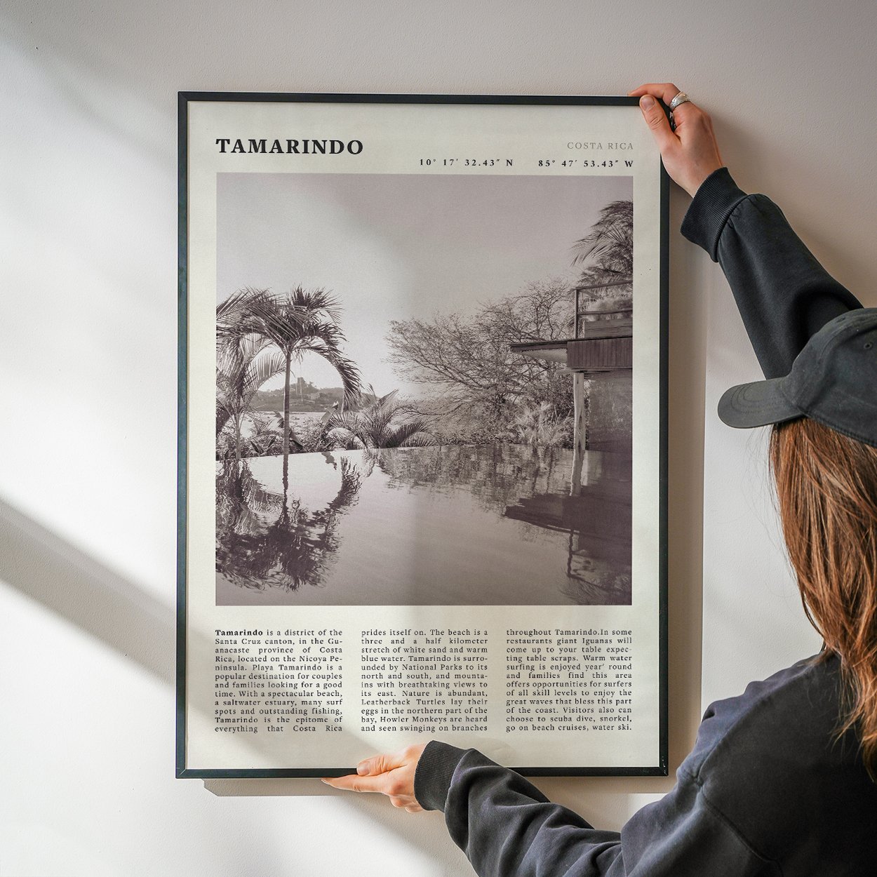 Tamarindo Poster | Black & White Costa Rica Beach Wall Art | Surf Travel Print - Evergreen Posters