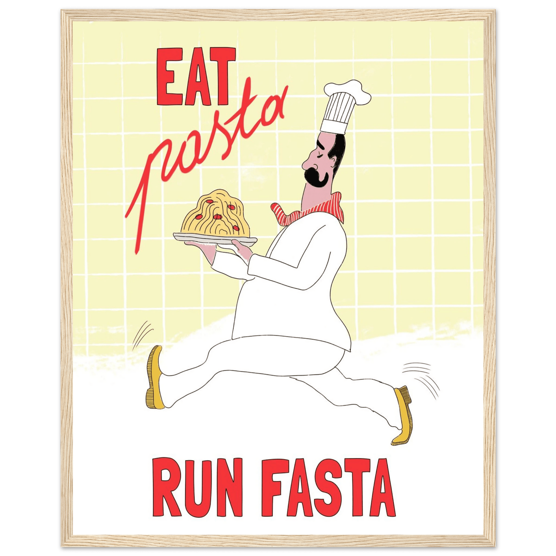 Eat Pasta Run Fasta Poster – Playful Kitchen Wall Art Print (Digital & Printed Options) - Evergreen Posters