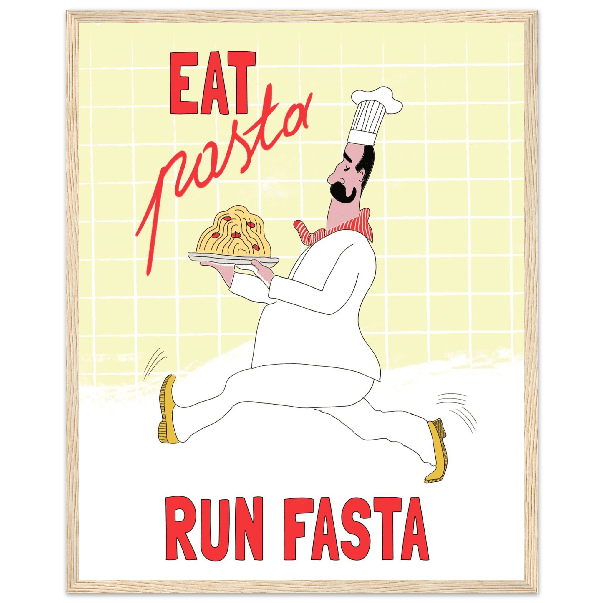 Eat Pasta Run Fasta Poster – Playful Kitchen Wall Art Print (Digital & Printed Options) - Evergreen Posters