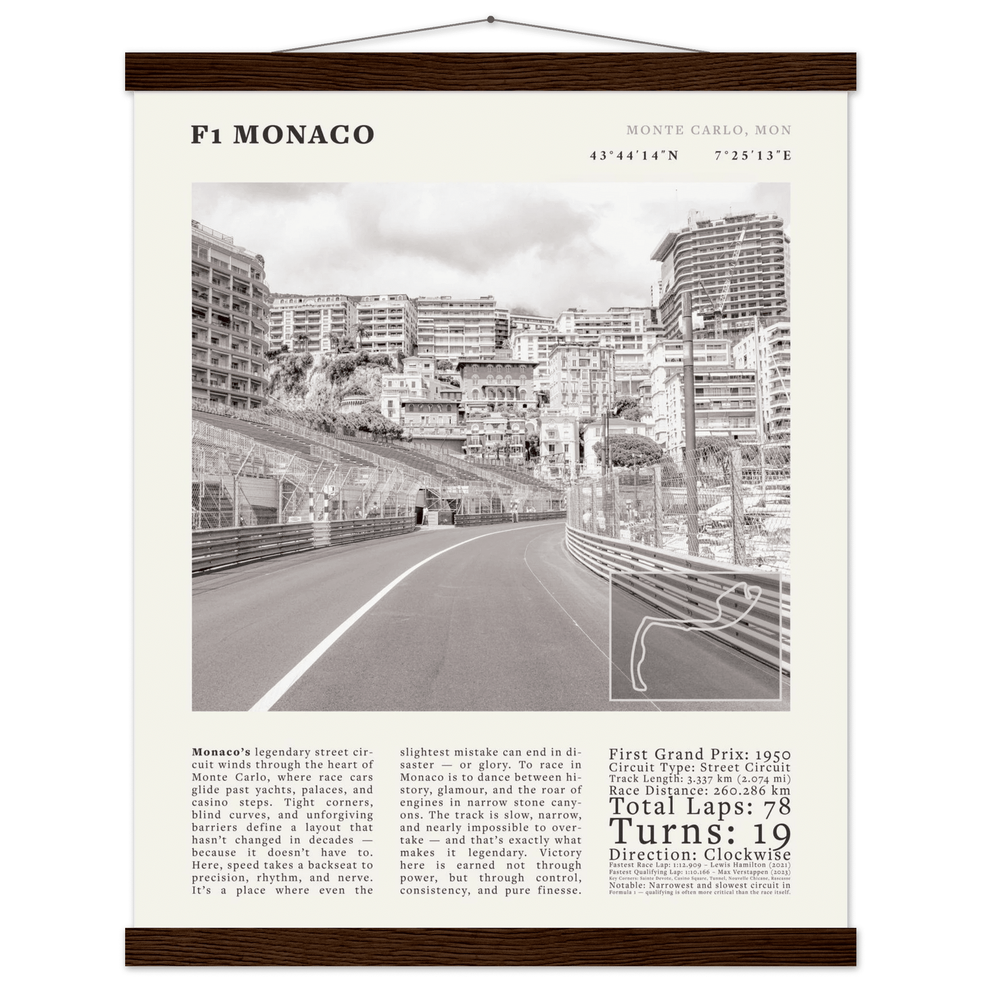 F1 Monaco Poster Black and White – Vintage Monte Carlo Street Circuit Print (Digital & Printed Options) - Evergreen Posters