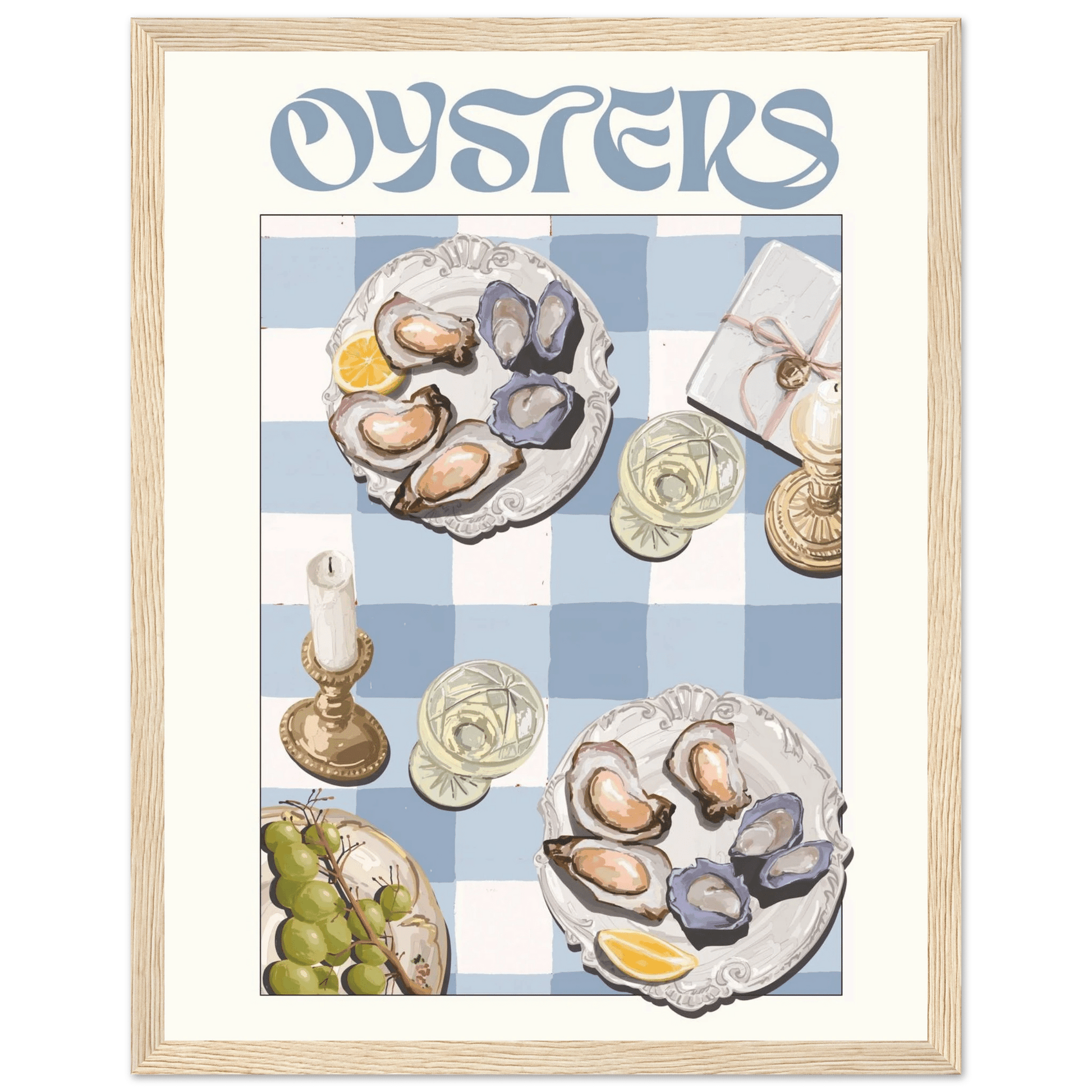 Oysters Poster – Playful Seafood Kitchen Wall Art Print (Digital & Printed Options) - Evergreen Posters