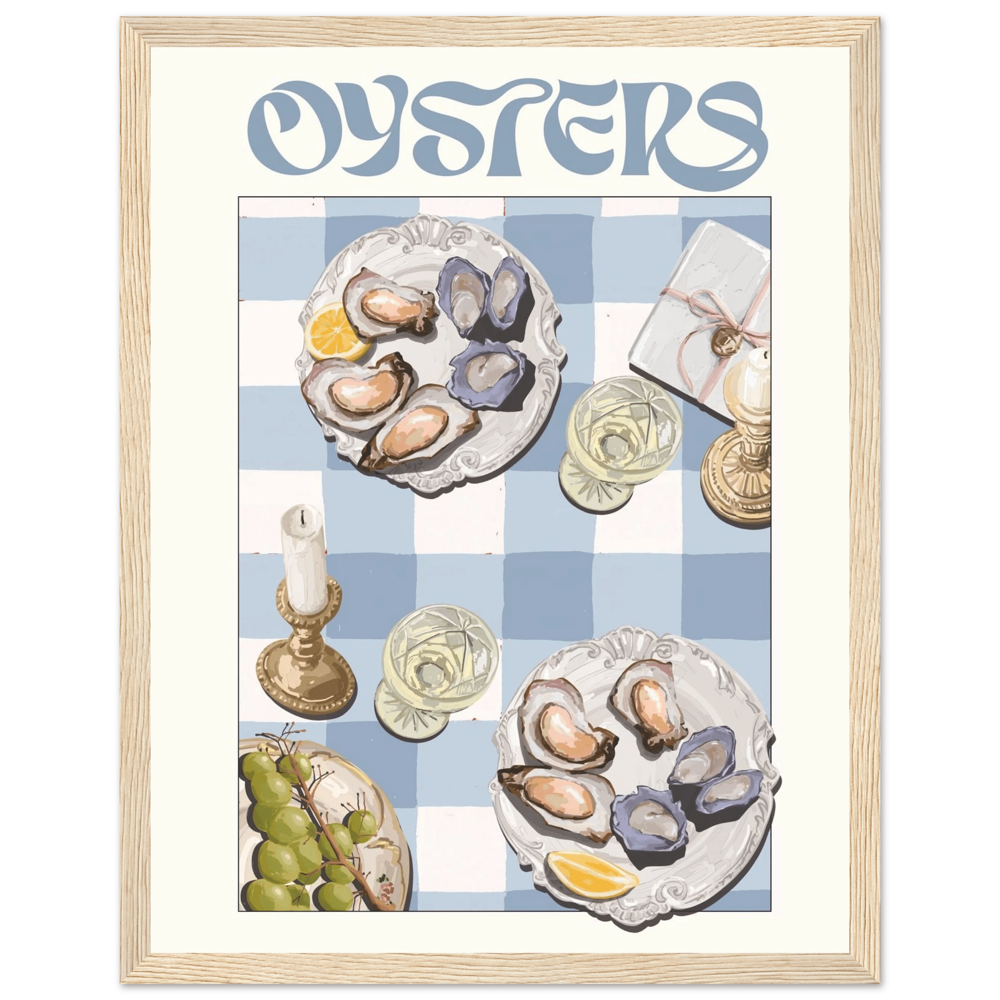 Oysters Poster – Playful Seafood Kitchen Wall Art Print (Digital & Printed Options) - Evergreen Posters
