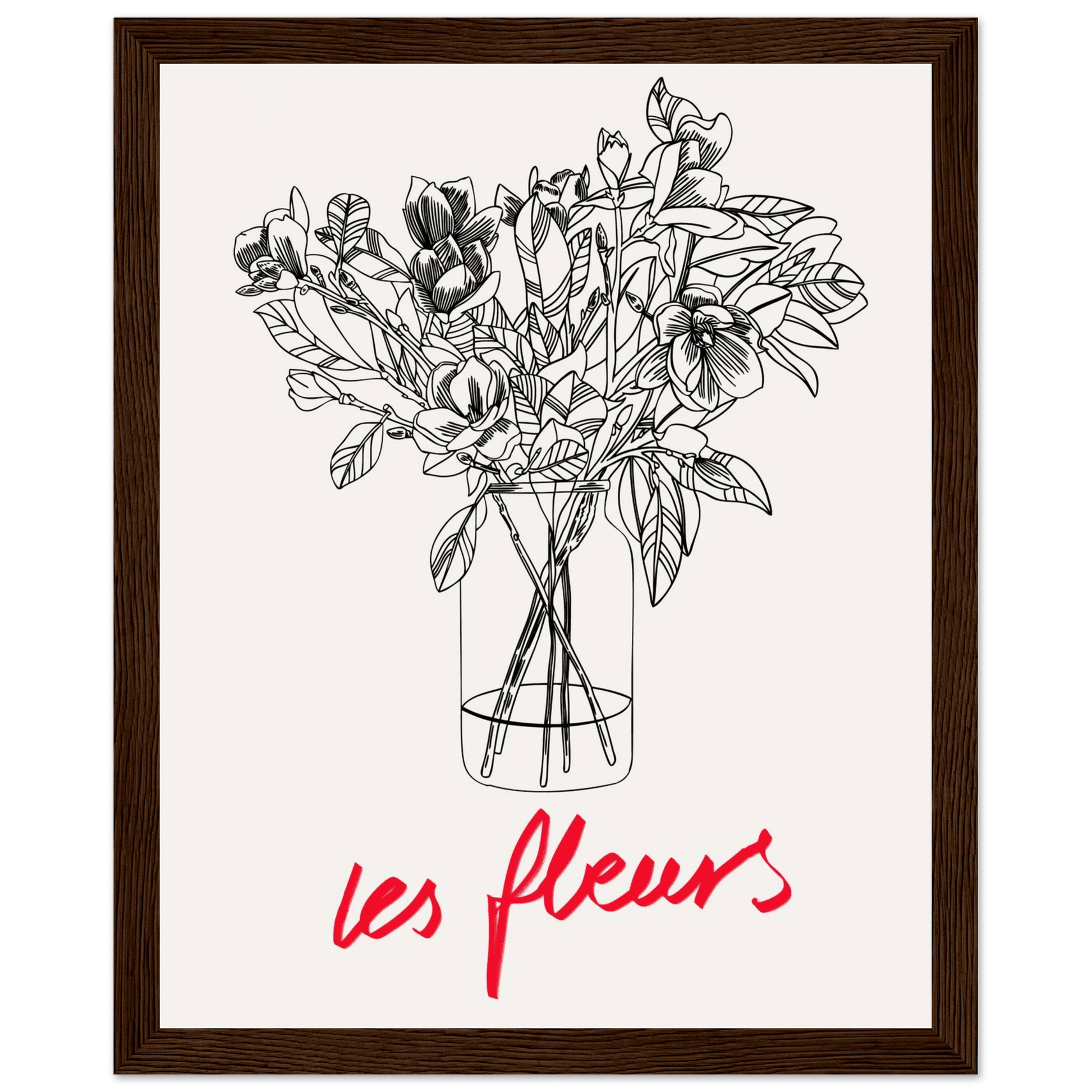 Les Fleurs Botanical Poster | French Flower Line Art Print | Minimalist Floral Wall Decor - Evergreen Posters