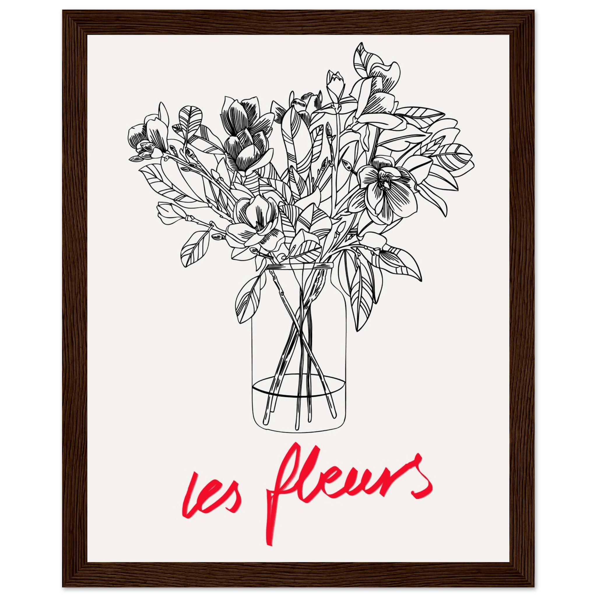 Les Fleurs Botanical Poster | French Flower Line Art Print | Minimalist Floral Wall Decor - Evergreen Posters