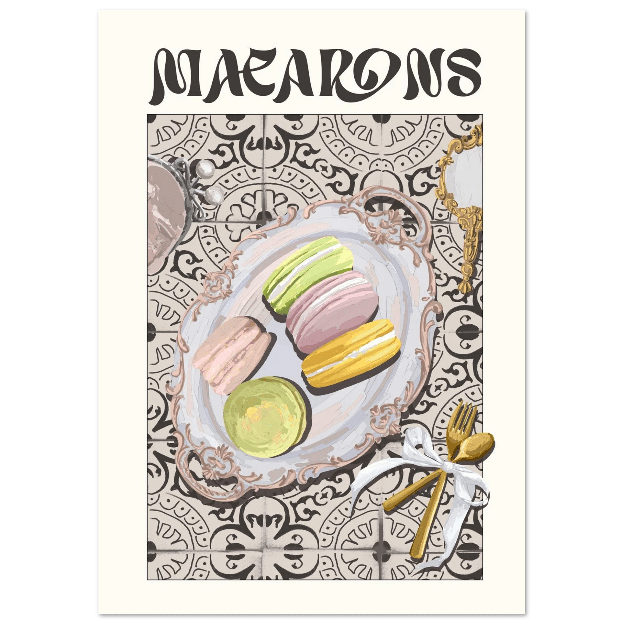 Macarons Poster – Playful French Patisserie Kitchen Wall Art Print (Digital & Printed Options) - Evergreen Posters
