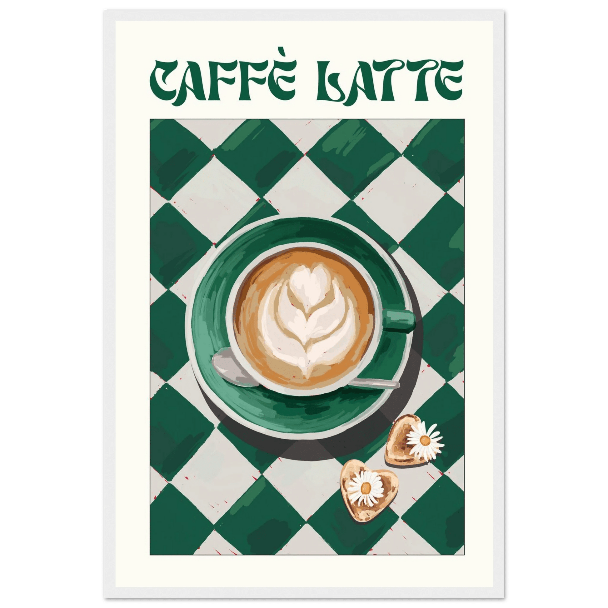 Caffè Latte Poster – Playful Coffee Kitchen Wall Art Print (Digital & Printed Options) - Evergreen Posters