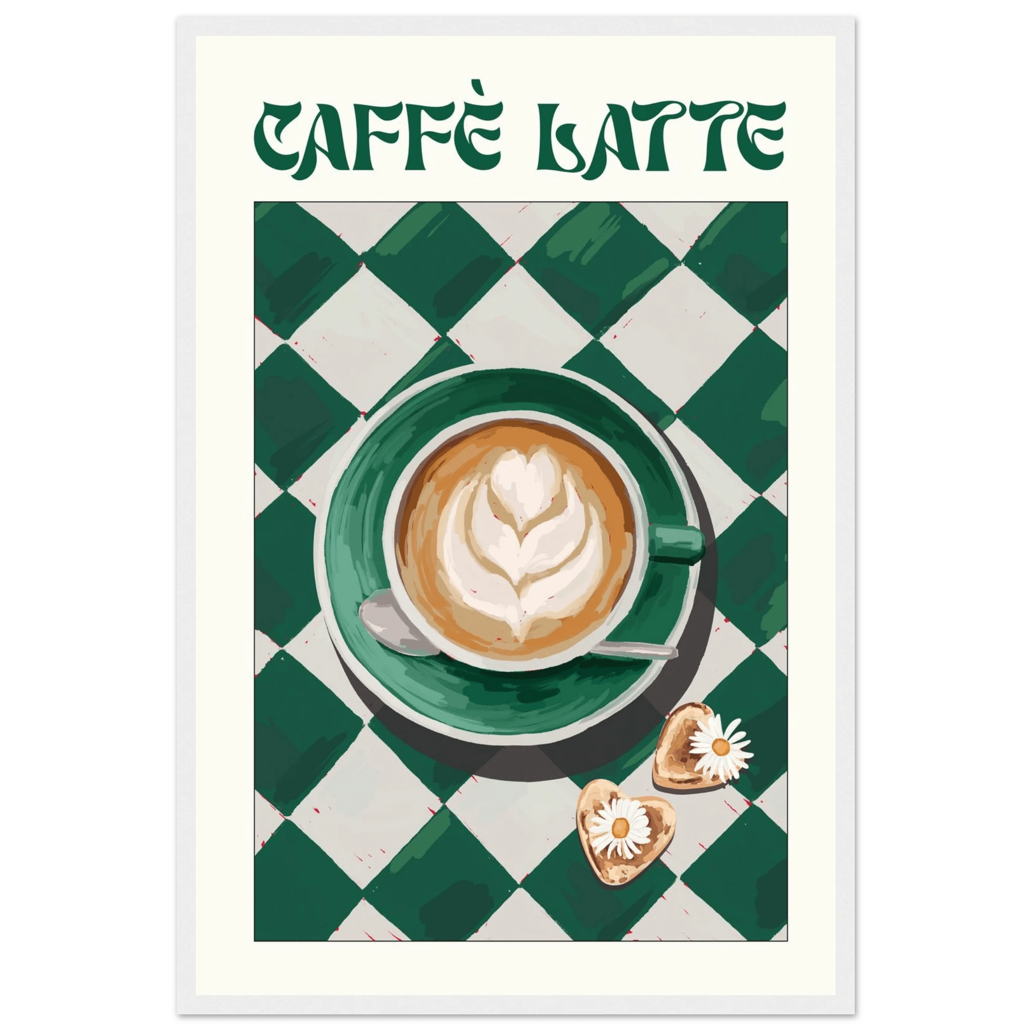Caffè Latte Poster – Playful Coffee Kitchen Wall Art Print (Digital & Printed Options) - Evergreen Posters
