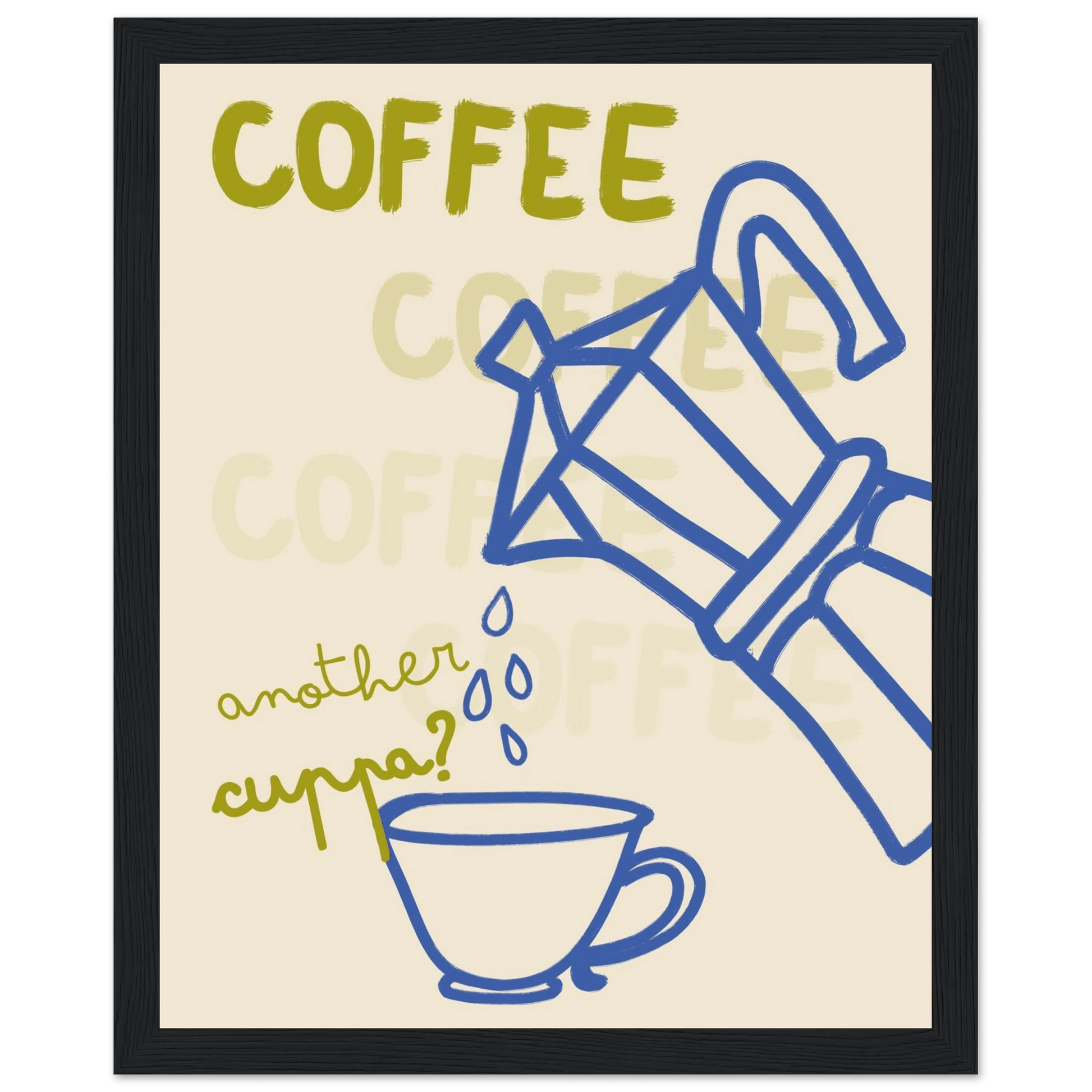 Coffee Print | Another Cuppa Moka Pot Wall Art | Kitchen Coffee Poster - Evergreen Posters