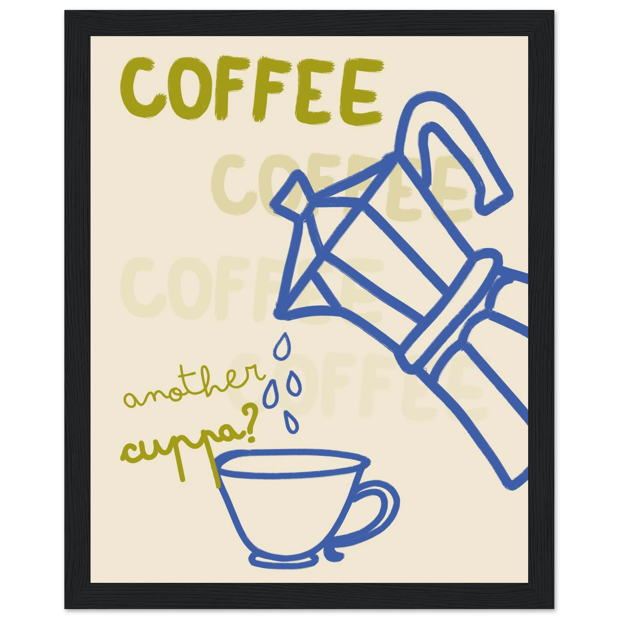 Coffee Print | Another Cuppa Moka Pot Wall Art | Kitchen Coffee Poster - Evergreen Posters