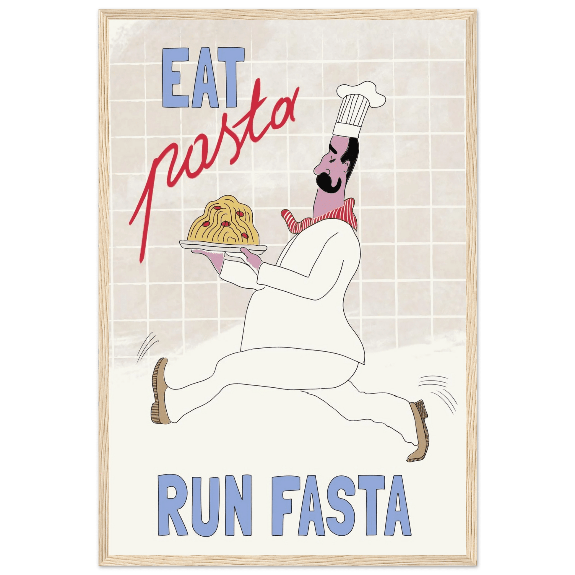 Eat Pasta Run Fasta Poster – Fun Kitchen Wall Art Print (Digital & Printed Options) - Evergreen Posters