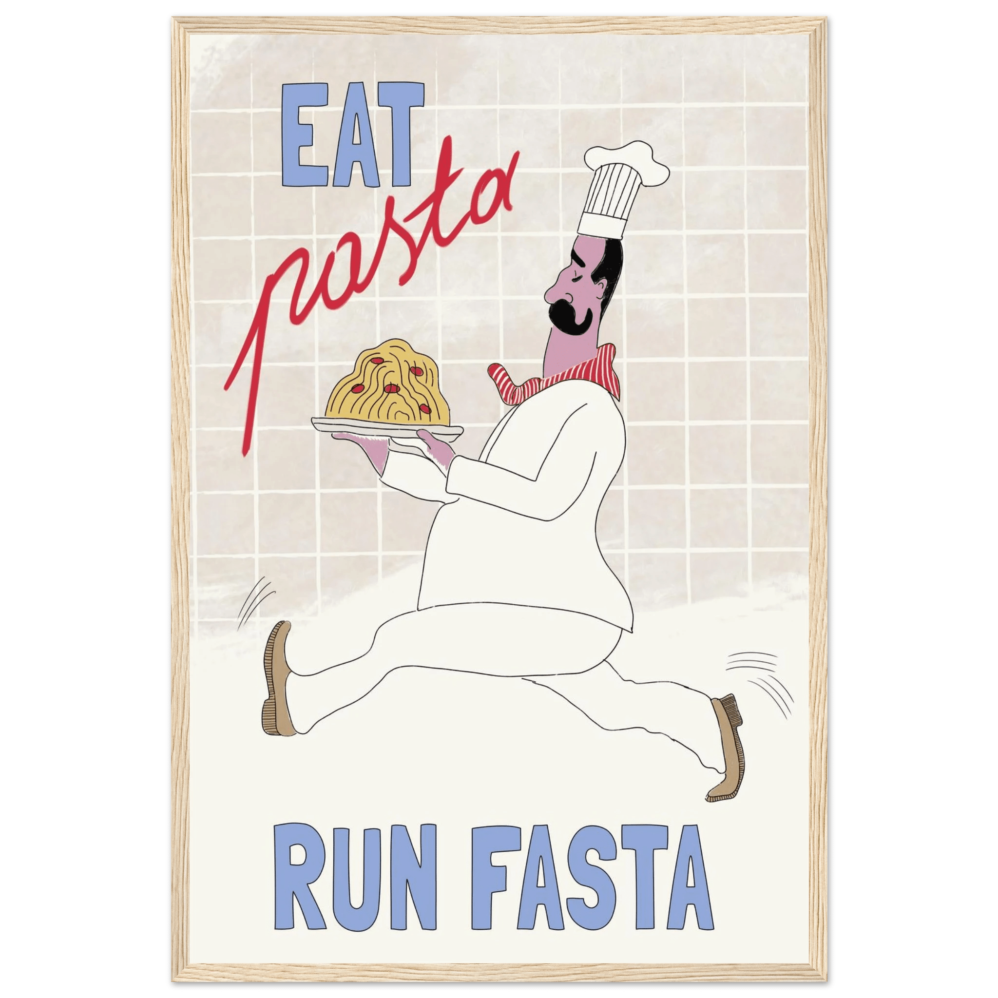 Eat Pasta Run Fasta Poster – Fun Kitchen Wall Art Print (Digital & Printed Options) - Evergreen Posters