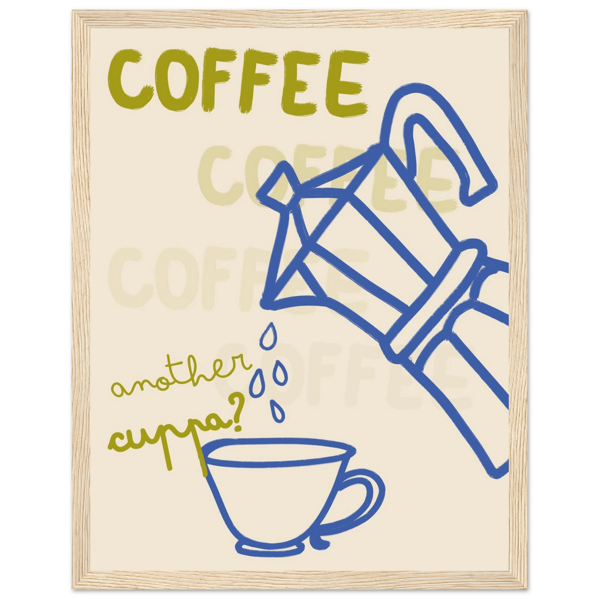 Coffee Print | Another Cuppa Moka Pot Wall Art | Kitchen Coffee Poster - Evergreen Posters