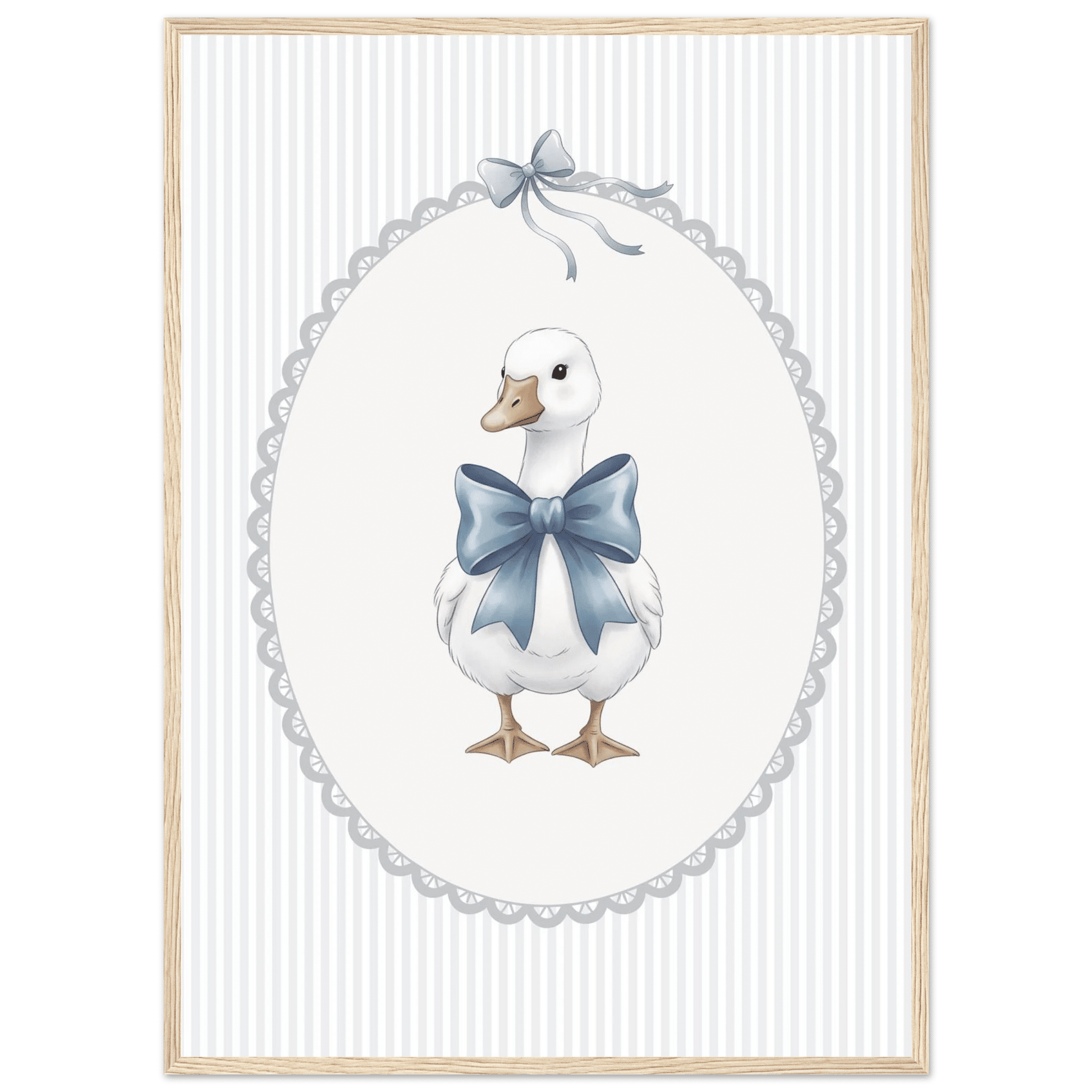 Blue Bow Duck Nursery Poster – Sweet Baby Room Wall Art Print - Evergreen Posters
