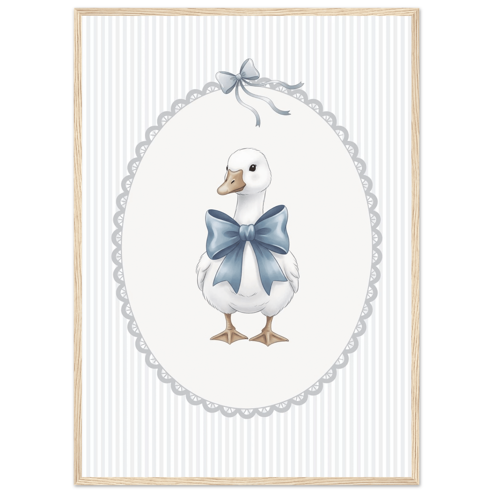 Blue Bow Duck Nursery Poster – Sweet Baby Room Wall Art Print - Evergreen Posters