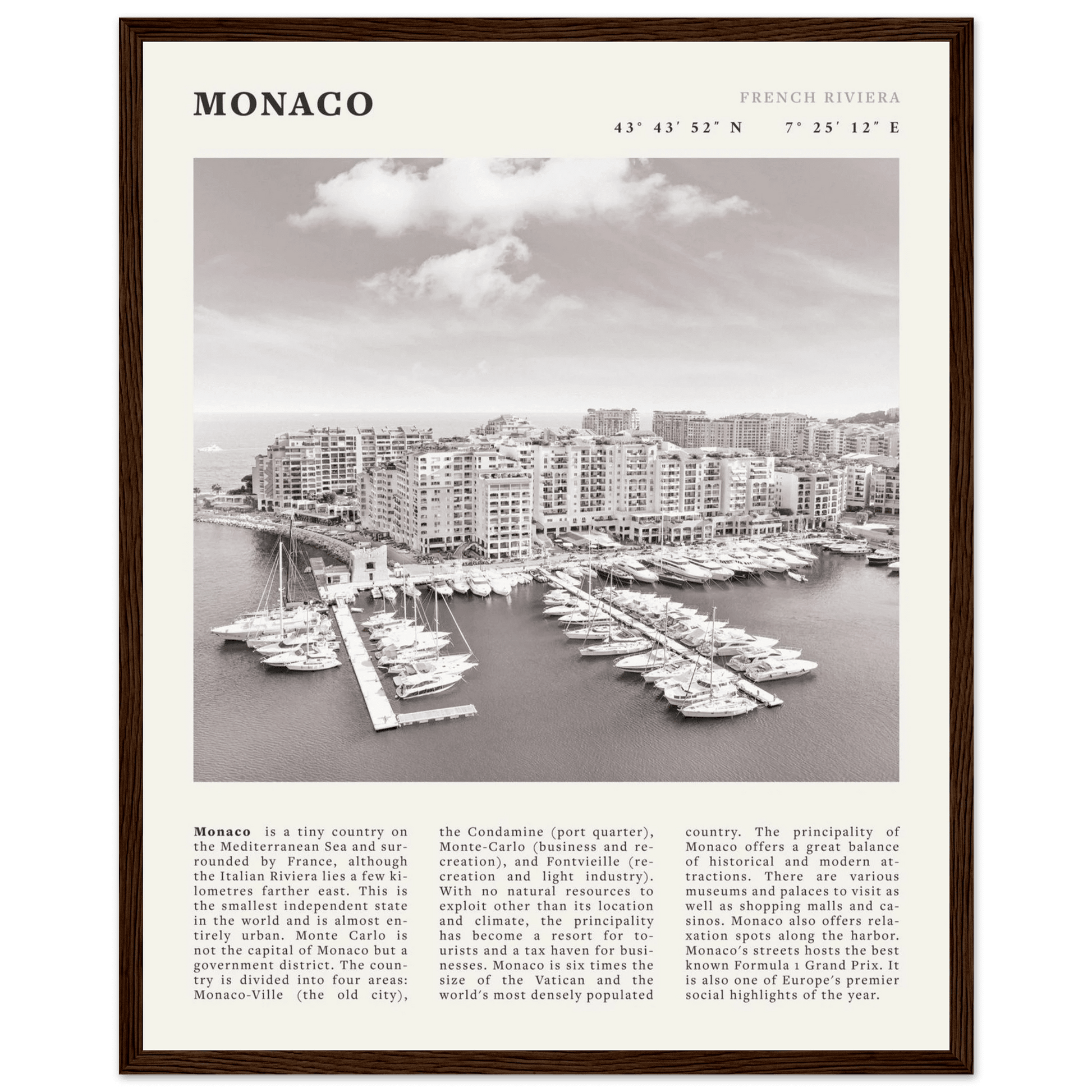 Monaco Poster Black and White – Vintage Monte Carlo Harbor Print (Digital & Printed Options) - Evergreen Posters