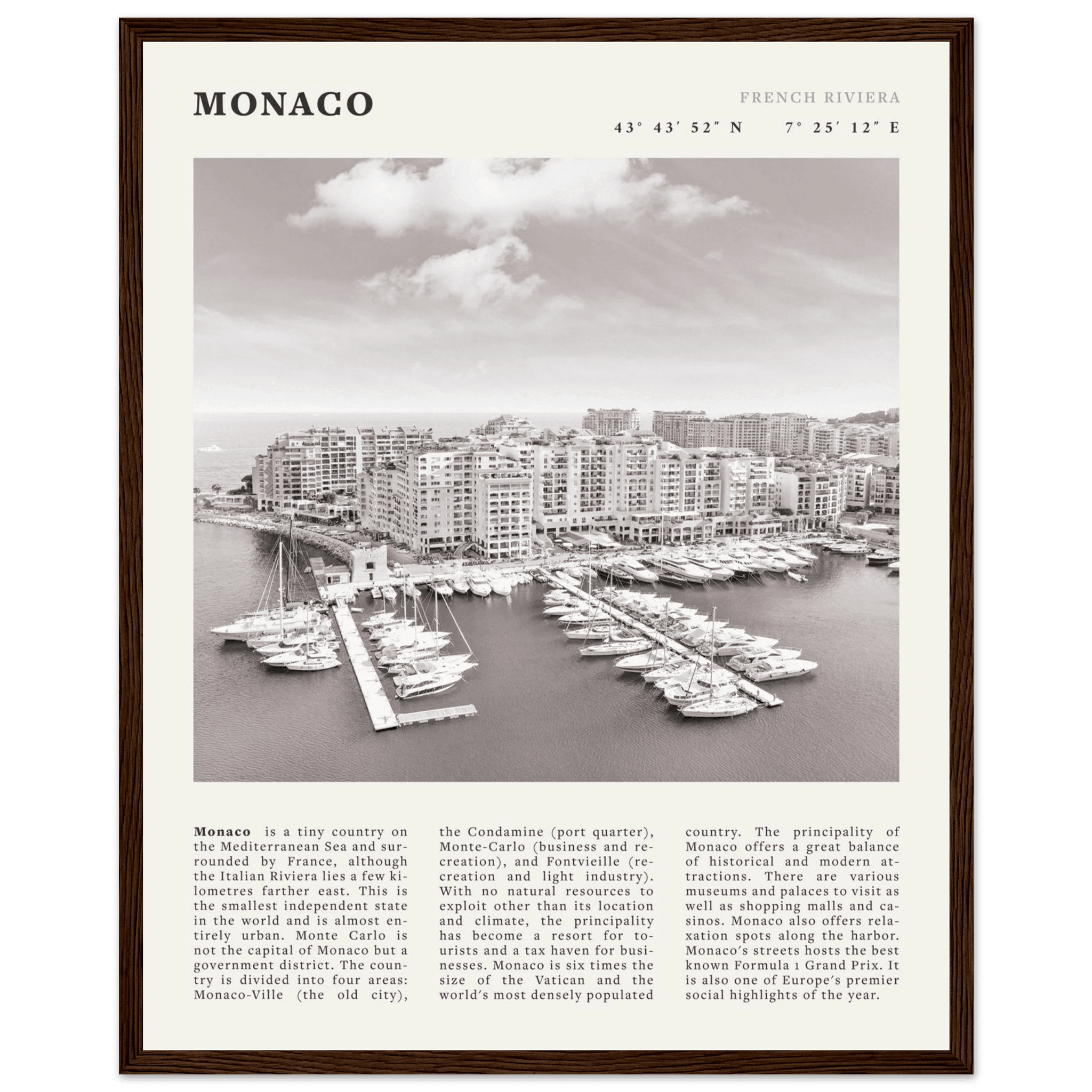 Monaco Poster Black and White – Vintage Monte Carlo Harbor Print (Digital & Printed Options) - Evergreen Posters