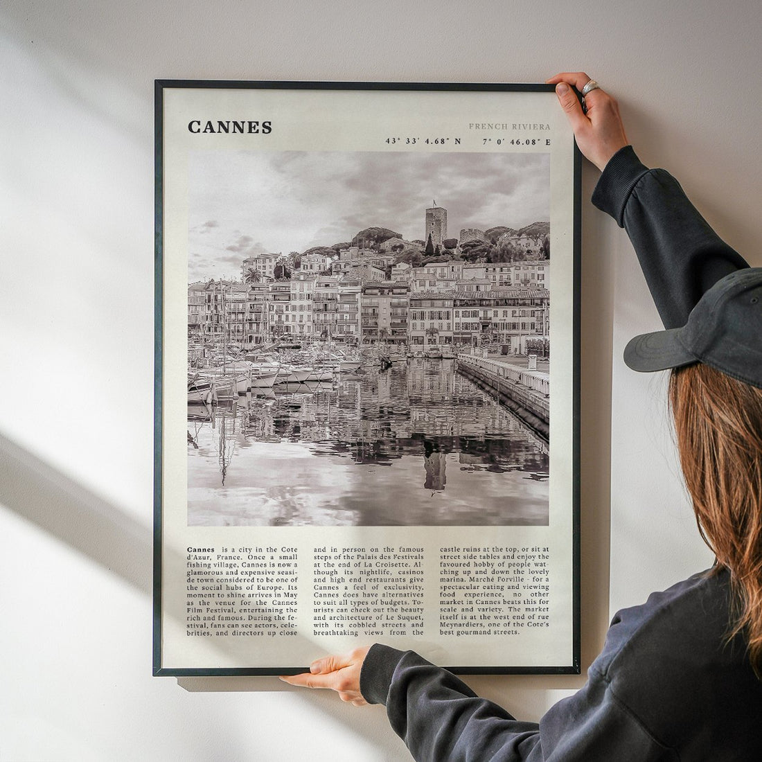 Cannes Poster | Black & White French Riviera Wall Art | France Travel Print - Evergreen Posters