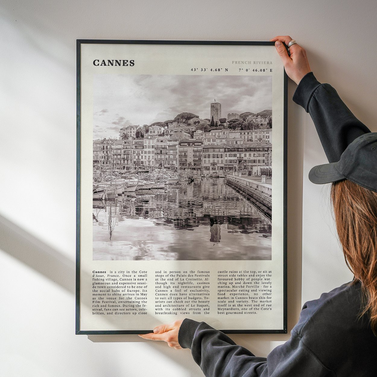 Cannes Poster | Black & White French Riviera Wall Art | France Travel Print - Evergreen Posters
