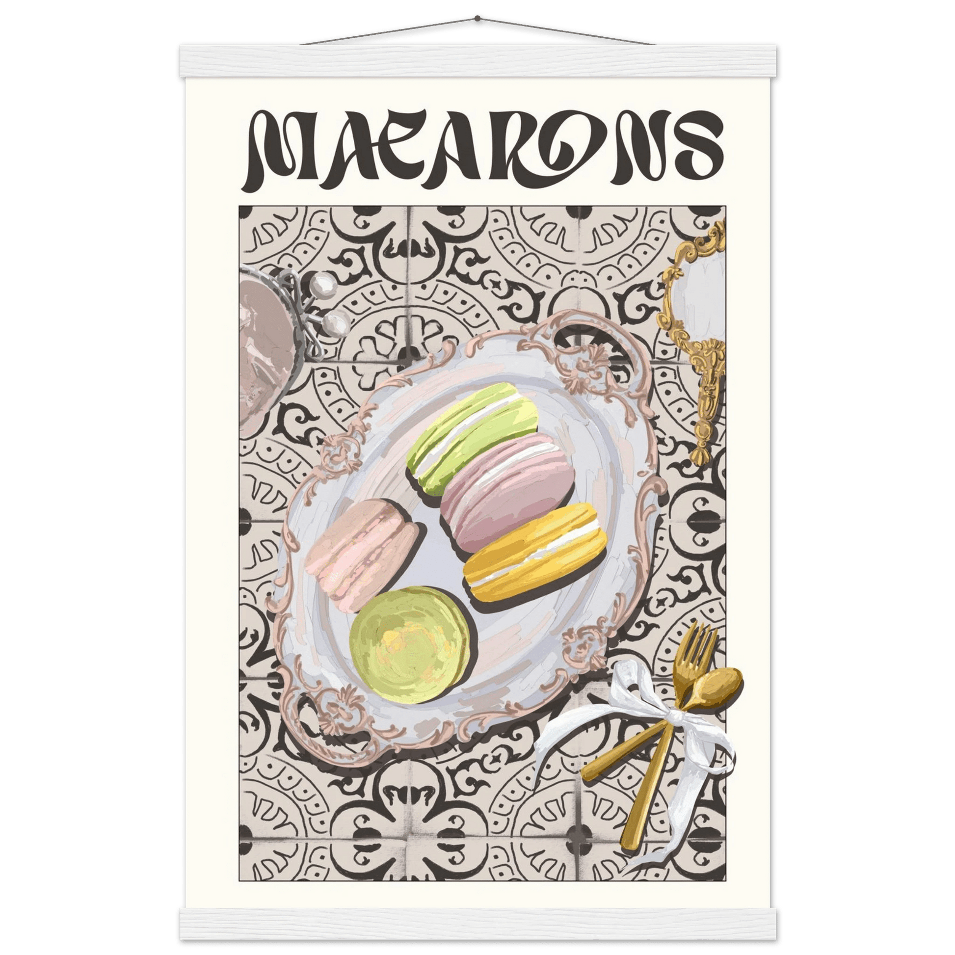 Macarons Poster – Playful French Patisserie Kitchen Wall Art Print (Digital & Printed Options) - Evergreen Posters