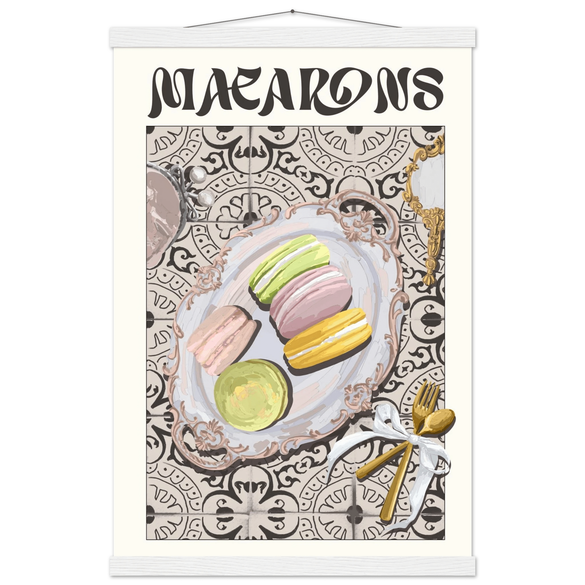Macarons Poster – Playful French Patisserie Kitchen Wall Art Print (Digital & Printed Options) - Evergreen Posters