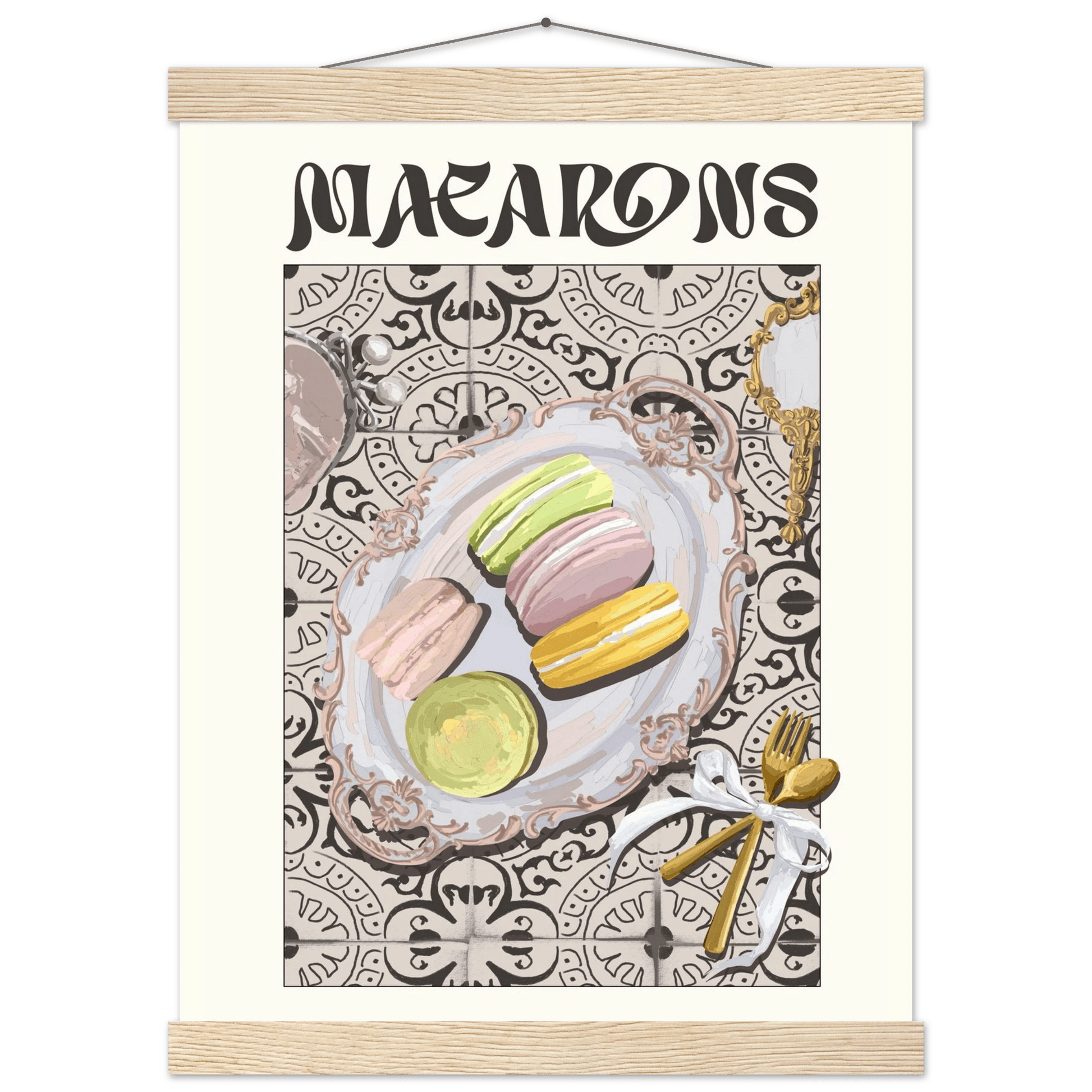 Macarons Poster – Playful French Patisserie Kitchen Wall Art Print (Digital & Printed Options) - Evergreen Posters