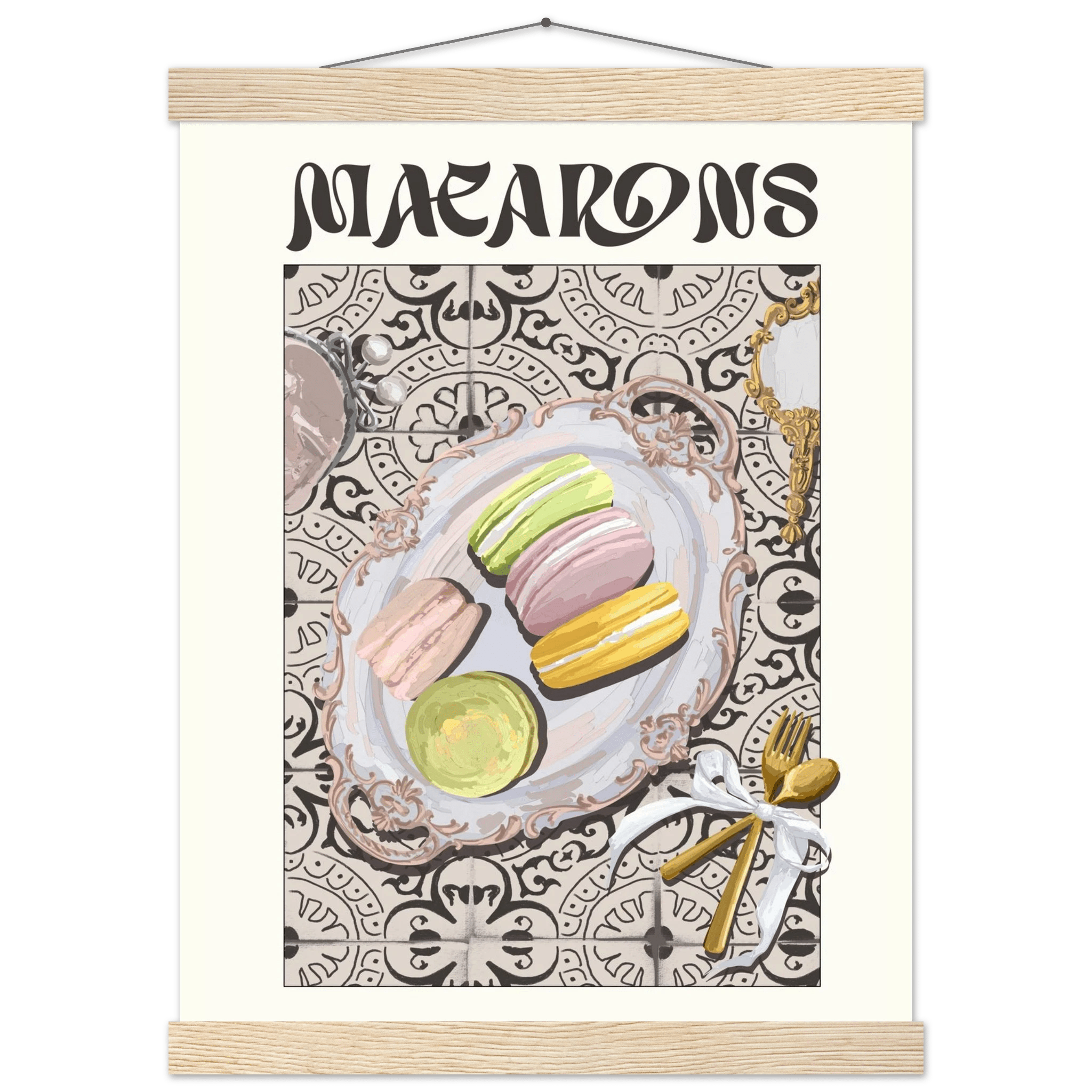 Macarons Poster – Playful French Patisserie Kitchen Wall Art Print (Digital & Printed Options) - Evergreen Posters