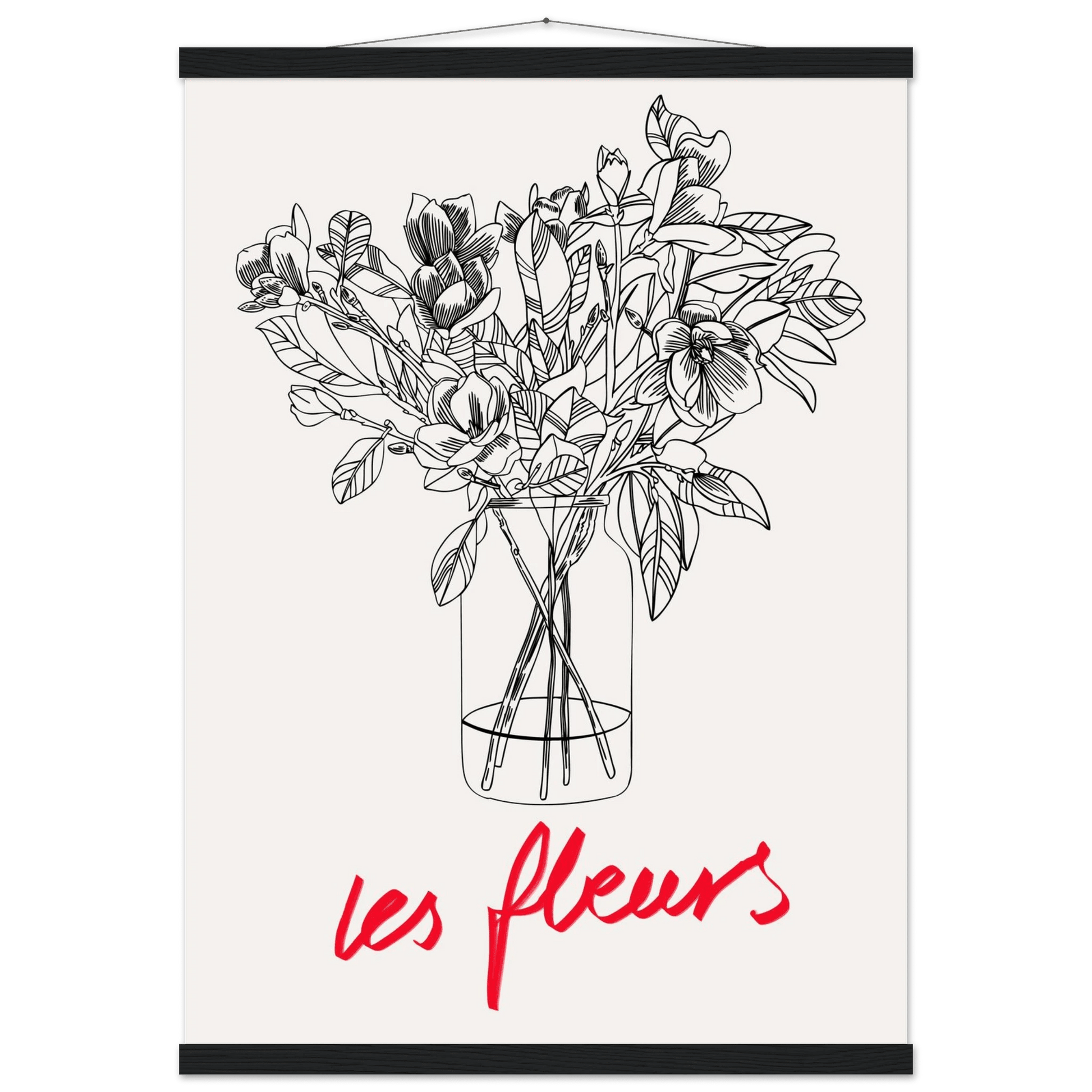 Les Fleurs Botanical Poster | French Flower Line Art Print | Minimalist Floral Wall Decor - Evergreen Posters