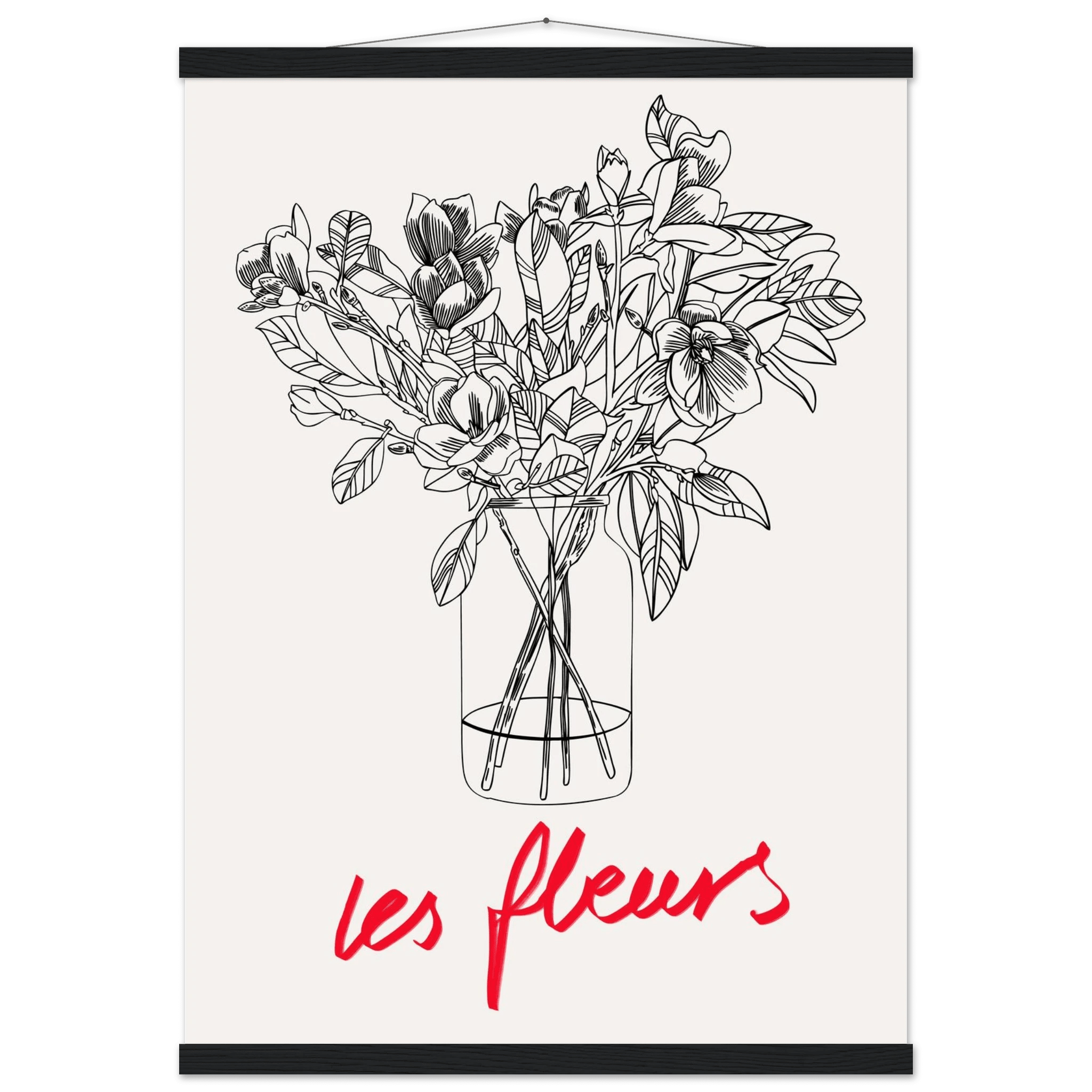 Les Fleurs Botanical Poster | French Flower Line Art Print | Minimalist Floral Wall Decor - Evergreen Posters