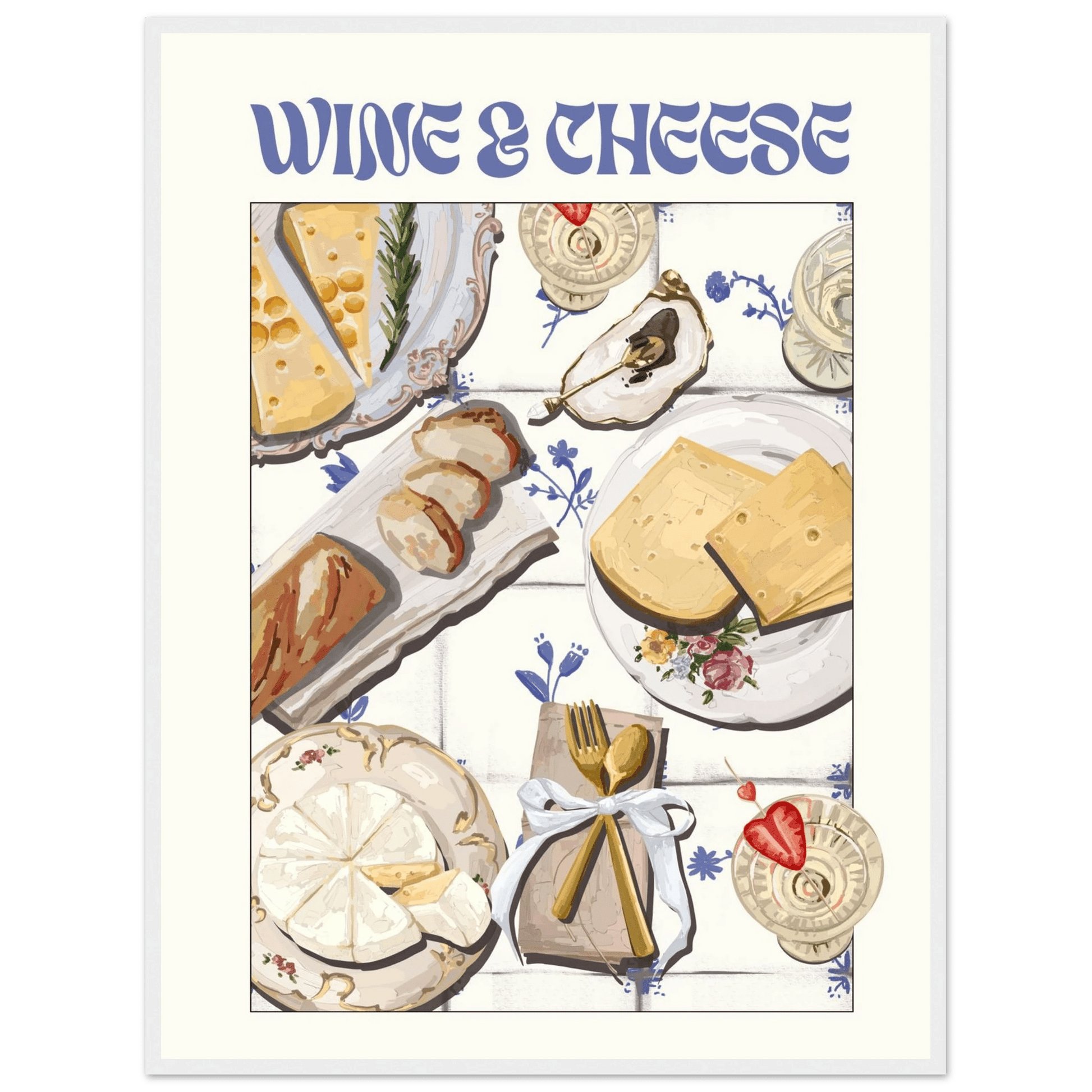 Wine & Cheese Poster – Elegant Kitchen & Dining Wall Art Print (Digital & Printed Options) - Evergreen Posters
