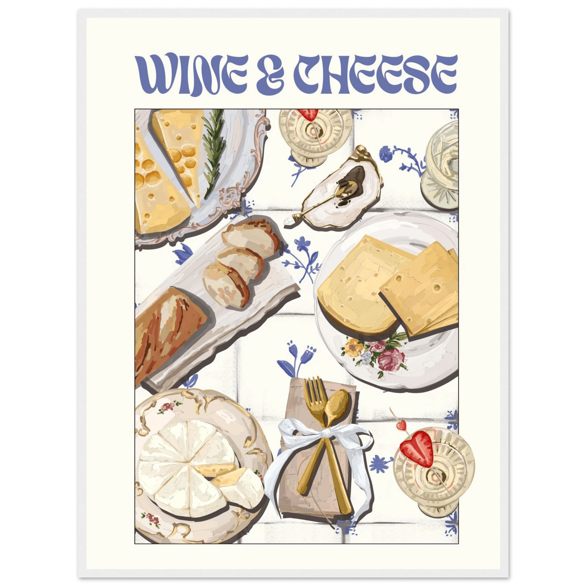 Wine & Cheese Poster – Elegant Kitchen & Dining Wall Art Print (Digital & Printed Options) - Evergreen Posters