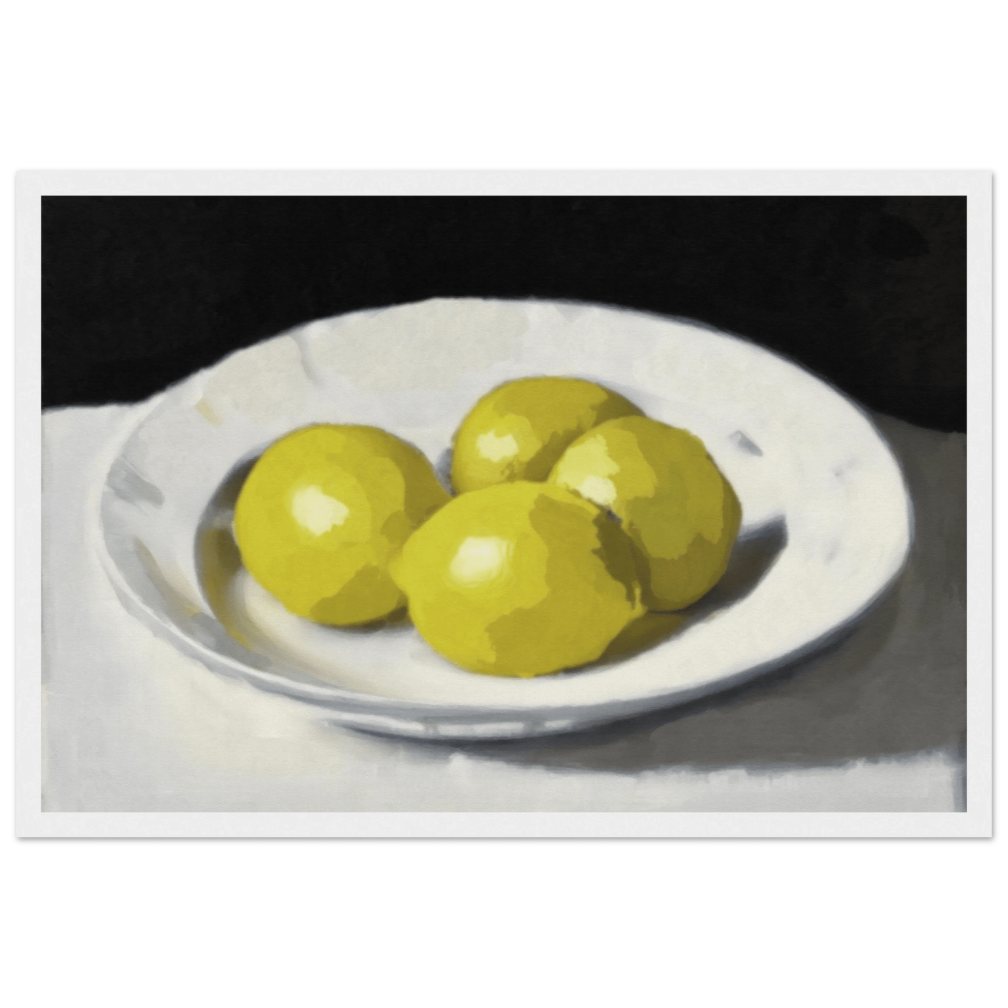 Lemons Print | Three Lemons Oil Painting Wall Art | Kitchen Still Life Poster - Evergreen Posters