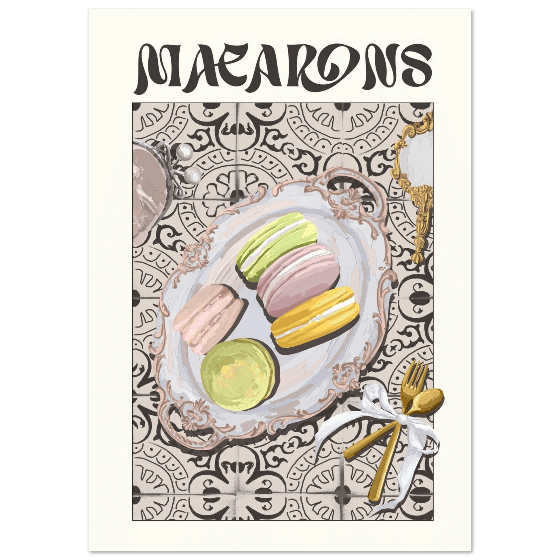 Macarons Poster – Playful French Patisserie Kitchen Wall Art Print (Digital & Printed Options) - Evergreen Posters