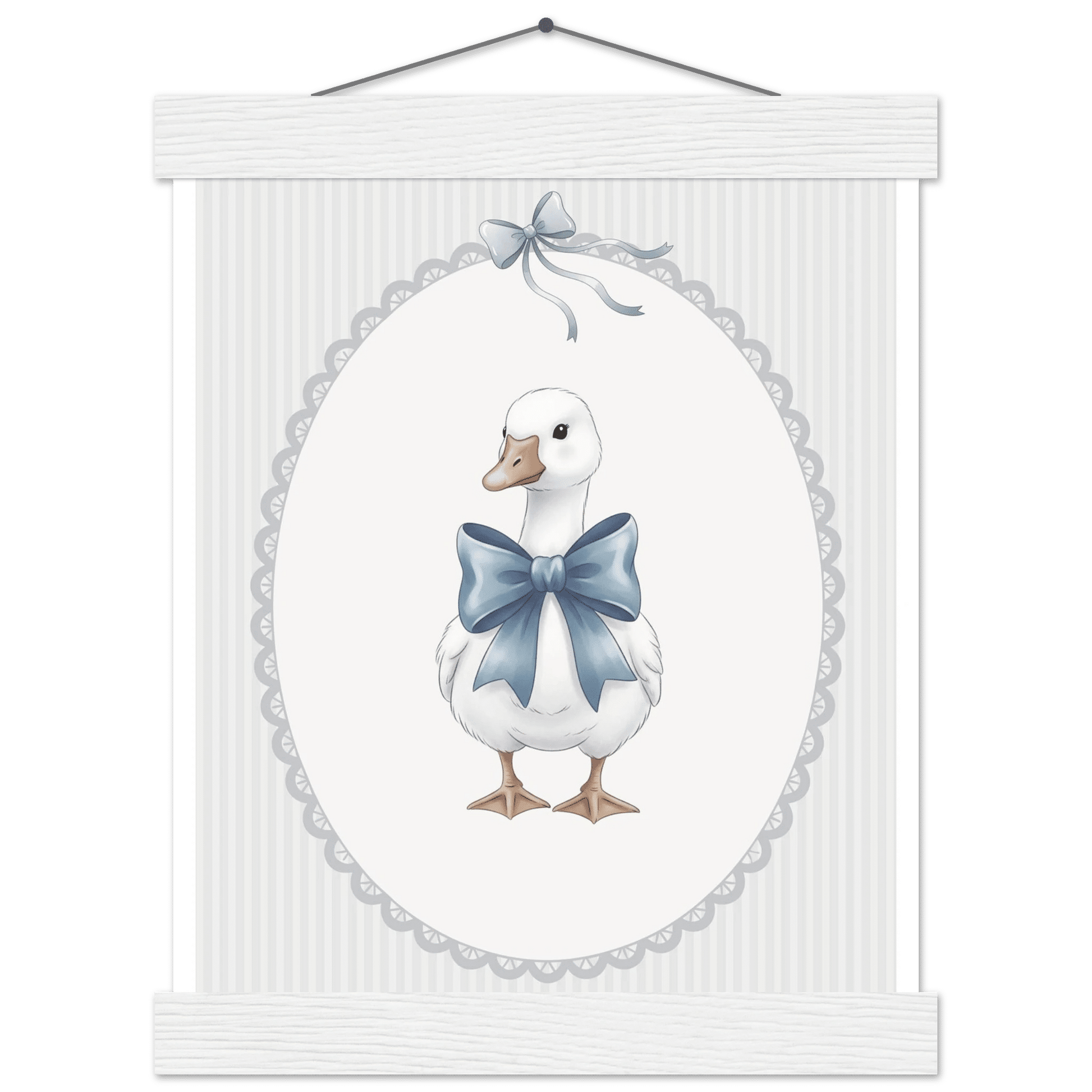 Blue Bow Duck Nursery Poster – Sweet Baby Room Wall Art Print - Evergreen Posters