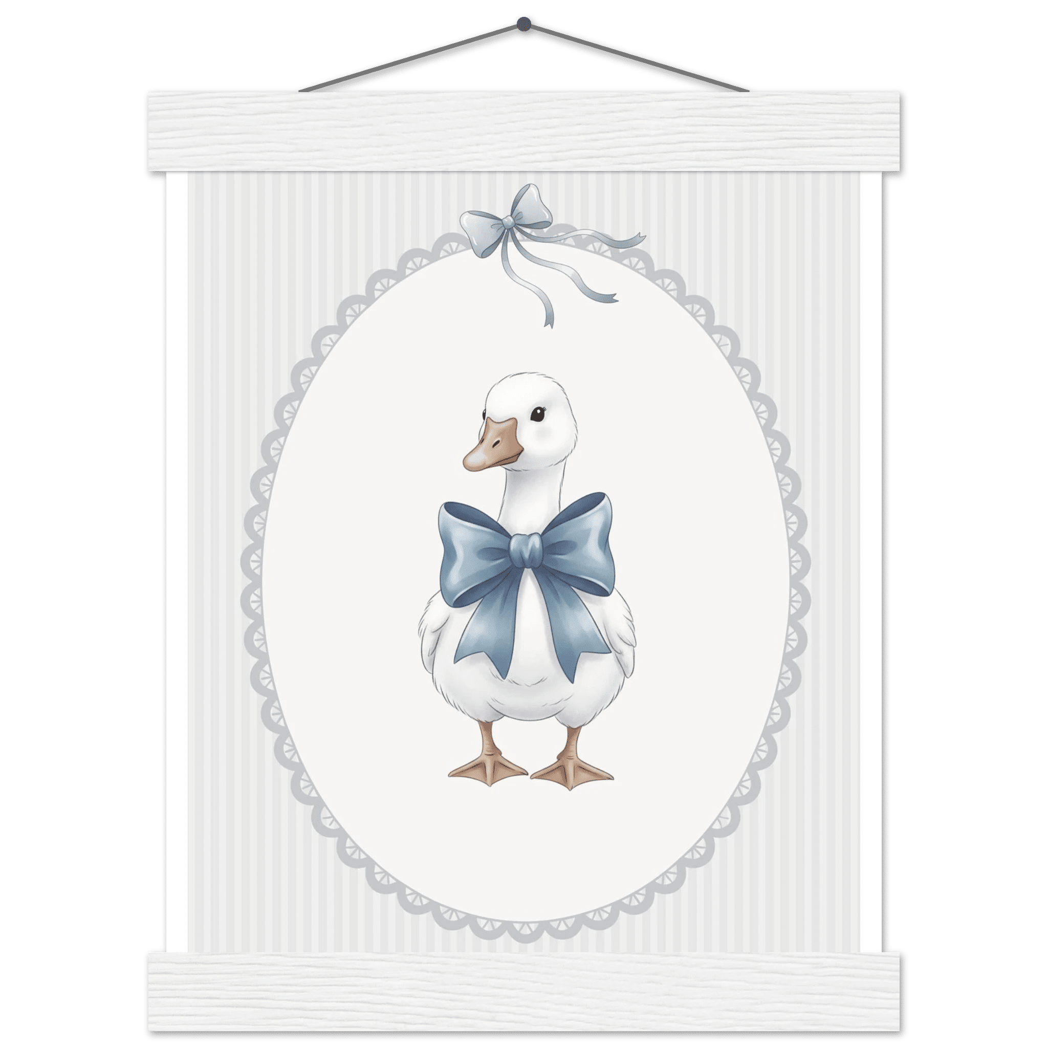 Blue Bow Duck Nursery Poster – Sweet Baby Room Wall Art Print - Evergreen Posters