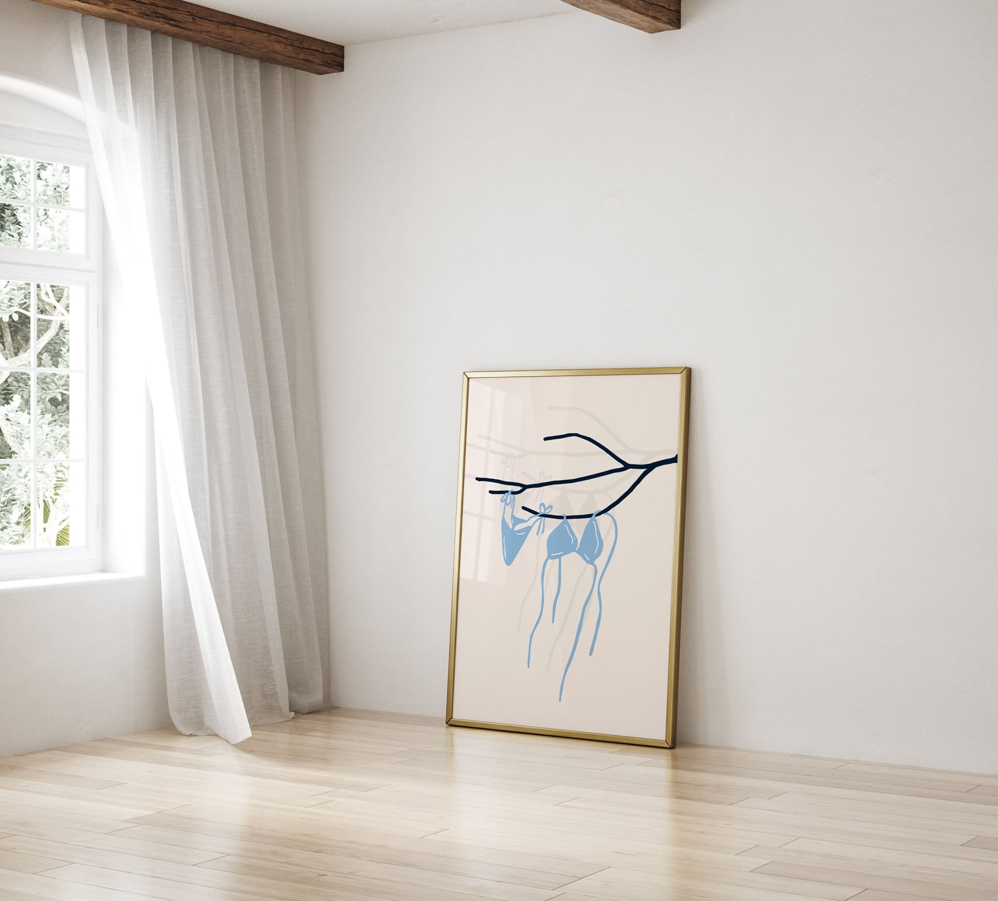 Coastal Bikini Line Art Poster – Minimalist Beach Wall Art Print - Evergreen Posters