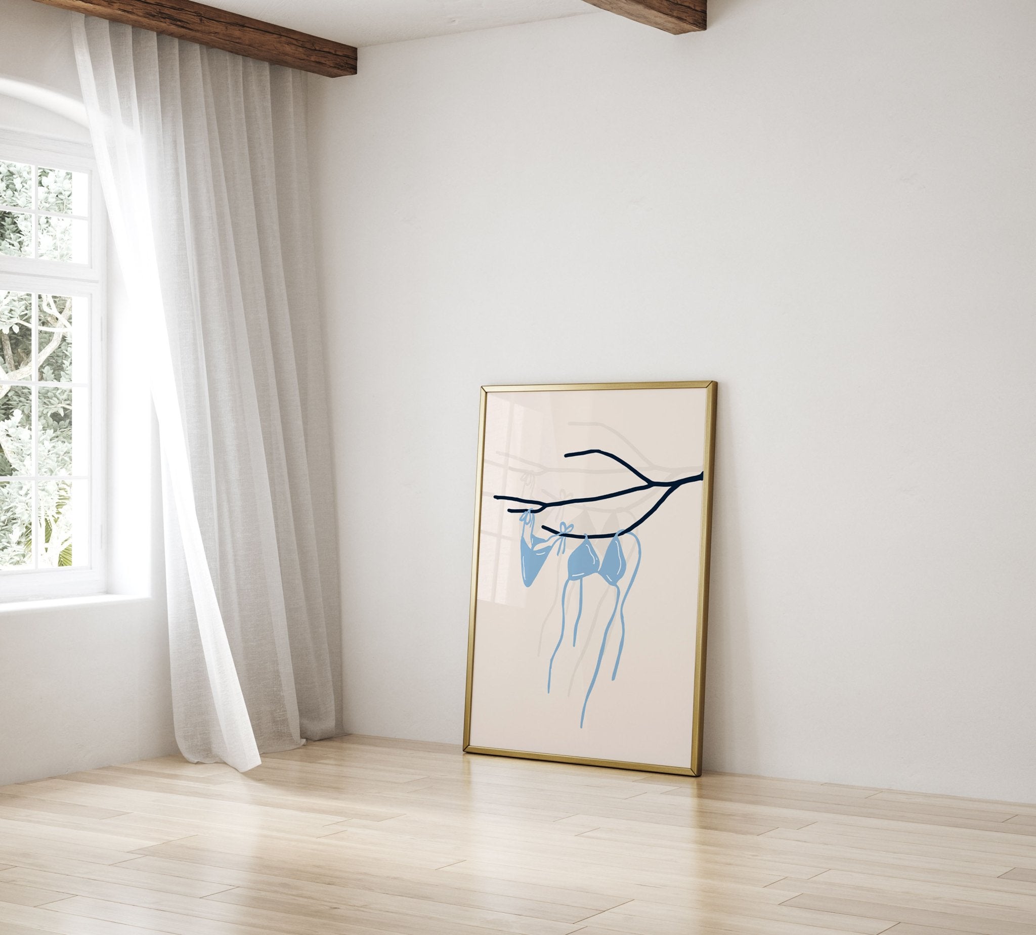 Coastal Bikini Line Art Poster – Minimalist Beach Wall Art Print - Evergreen Posters