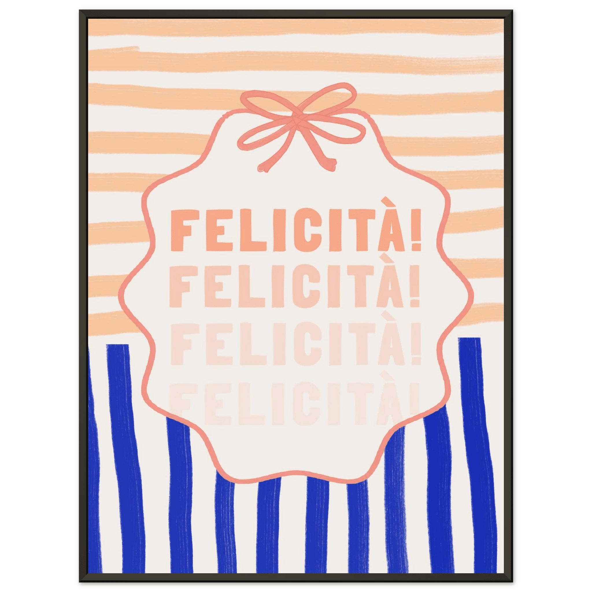 Felicità Italian Happiness Quote Print | Coquette Stripe Wall Art - Evergreen Posters