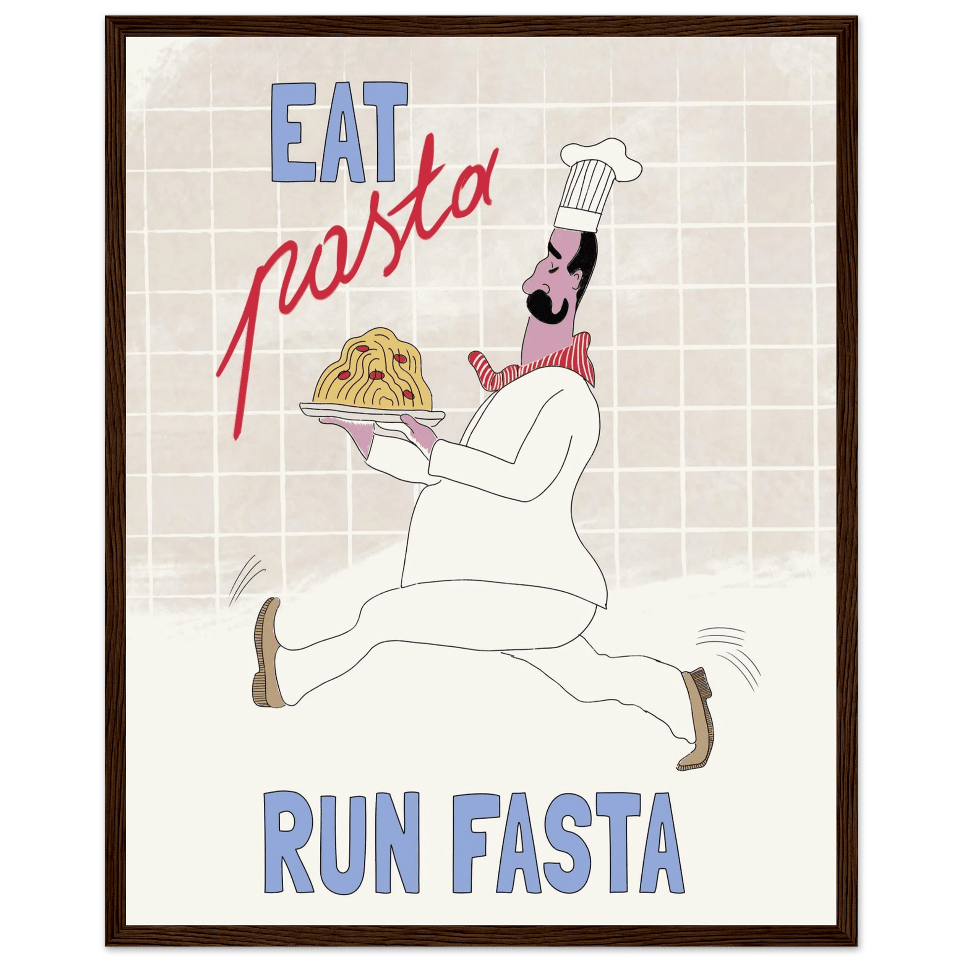 Eat Pasta Run Fasta Poster – Fun Kitchen Wall Art Print (Digital & Printed Options) - Evergreen Posters