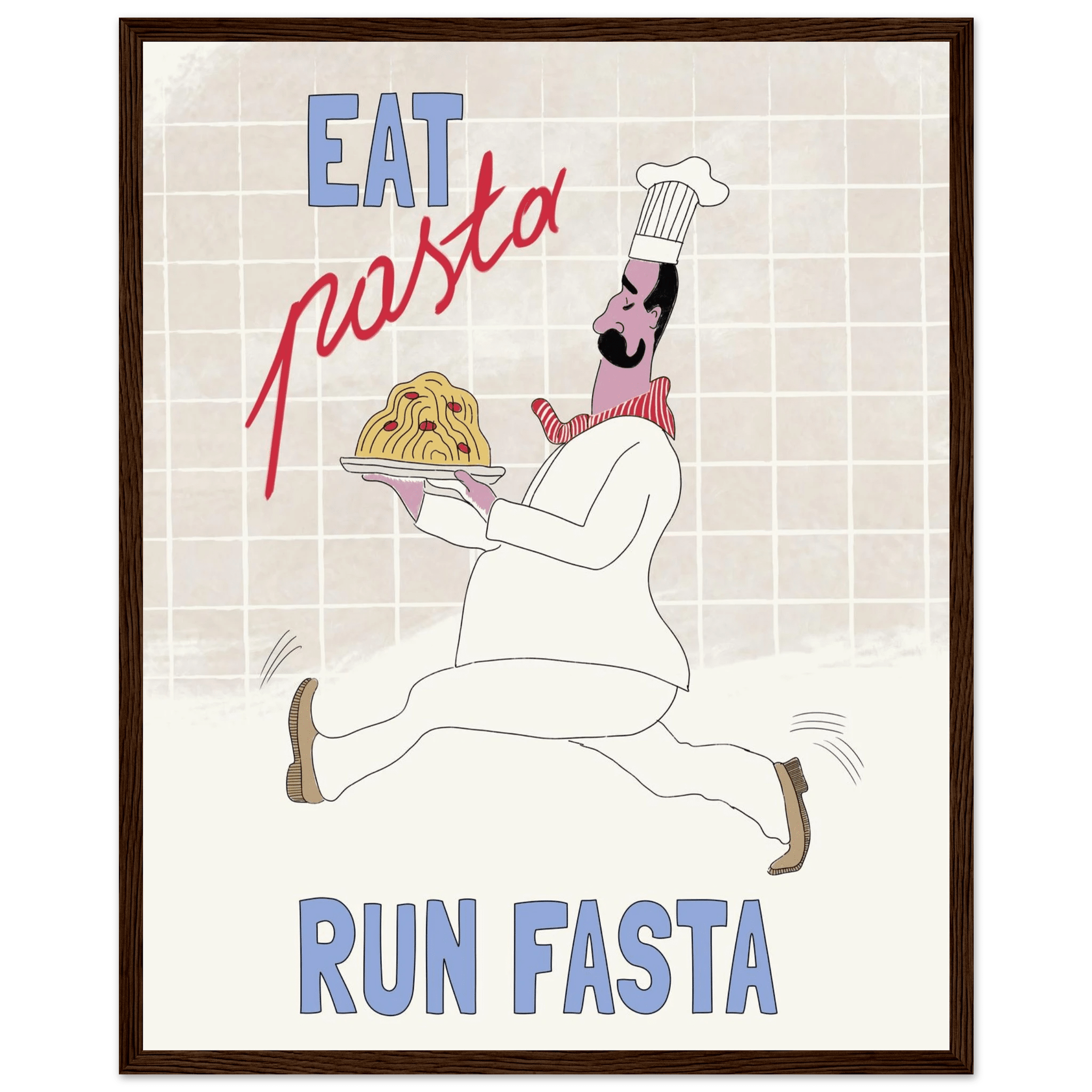 Eat Pasta Run Fasta Poster – Fun Kitchen Wall Art Print (Digital & Printed Options) - Evergreen Posters