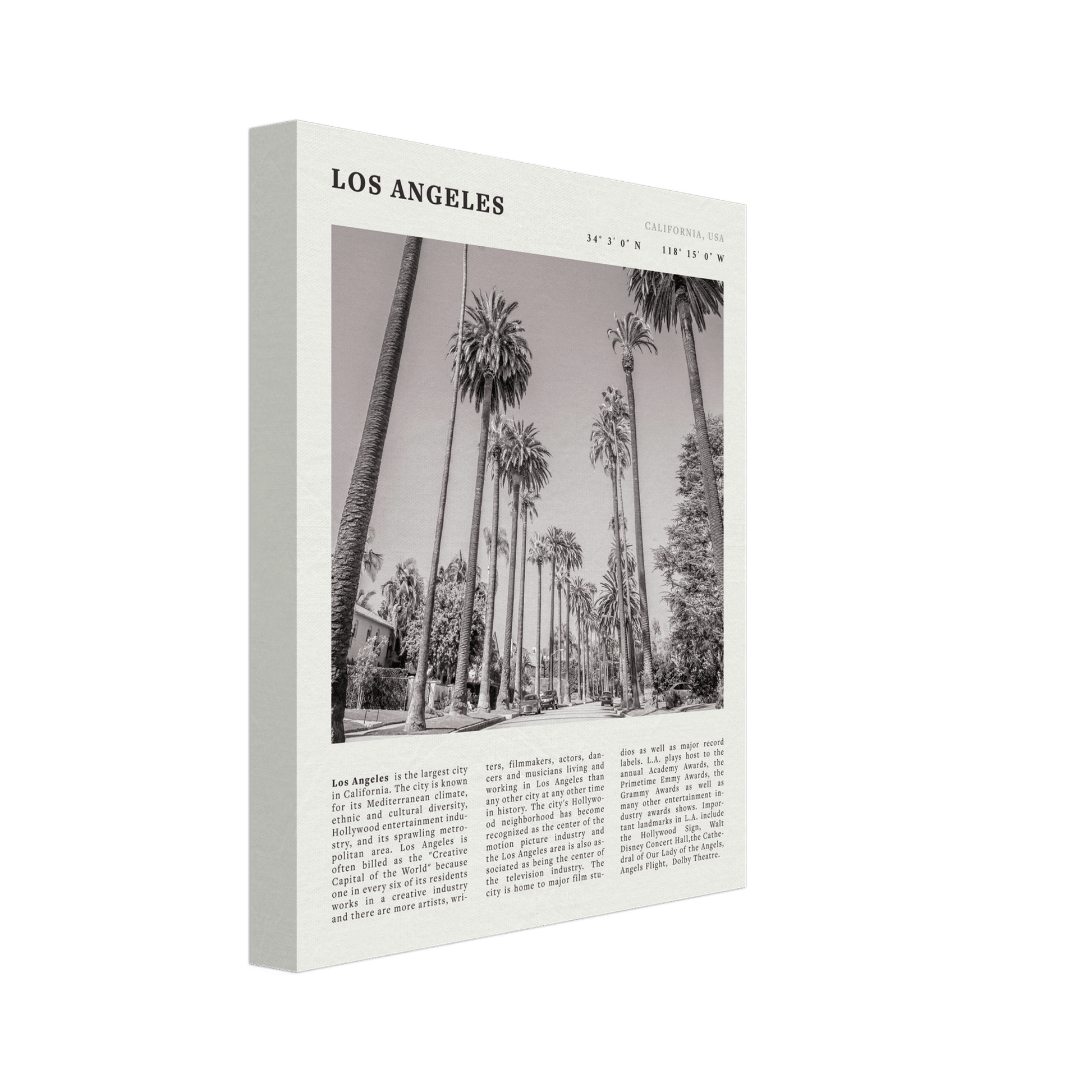 Los Angeles Poster | Black & White Palm Trees Wall Art | California Travel Print - Evergreen Posters