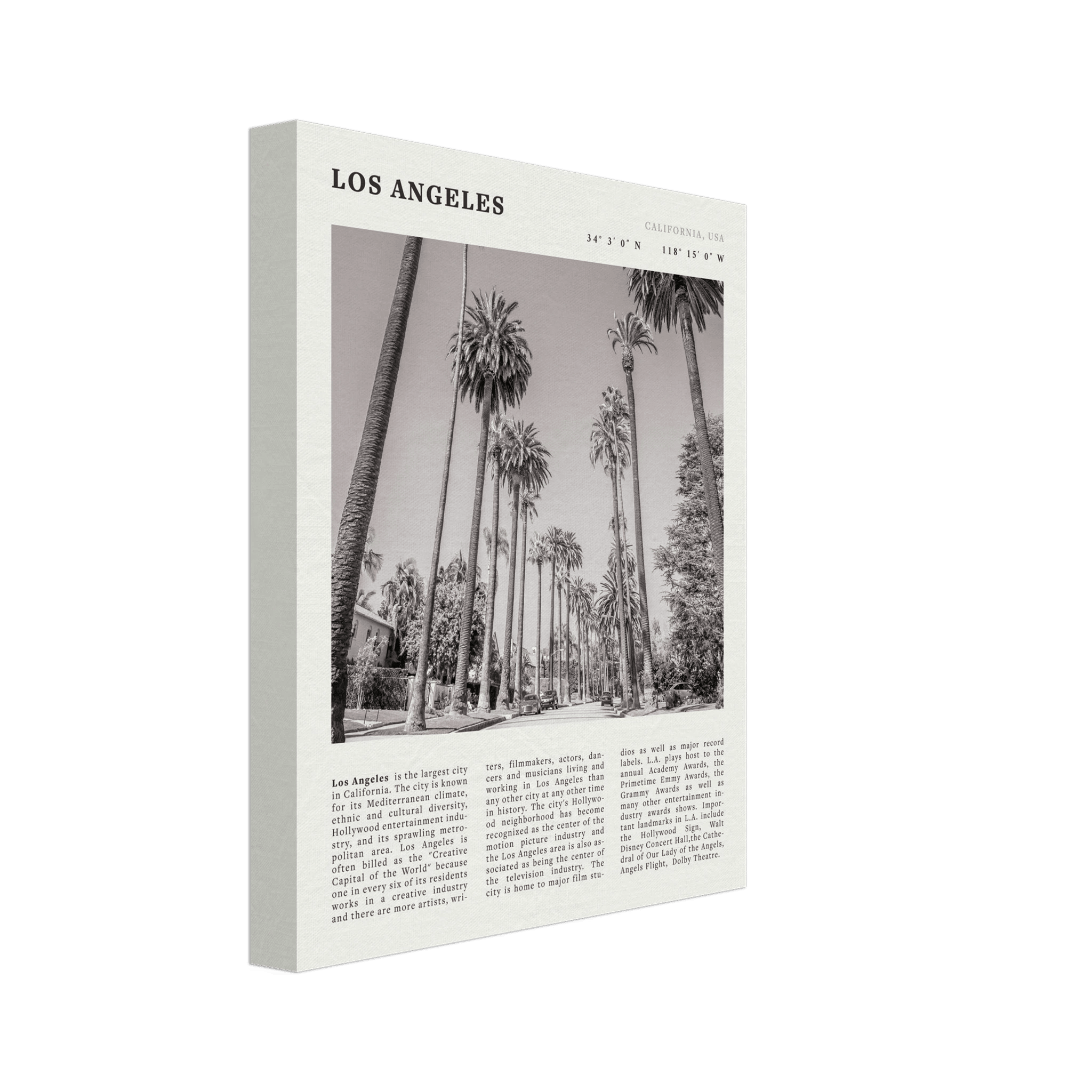 Los Angeles Poster | Black & White Palm Trees Wall Art | California Travel Print - Evergreen Posters