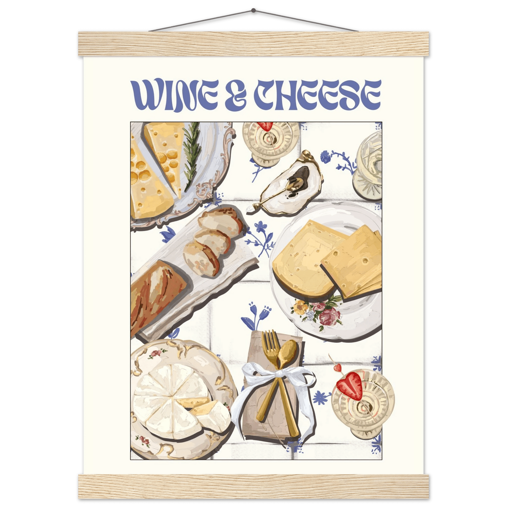 Wine & Cheese Poster – Elegant Kitchen & Dining Wall Art Print (Digital & Printed Options) - Evergreen Posters